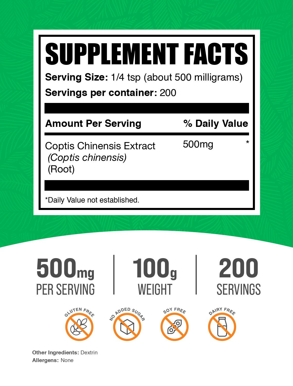 Coptis chinensis extract powder label 100g