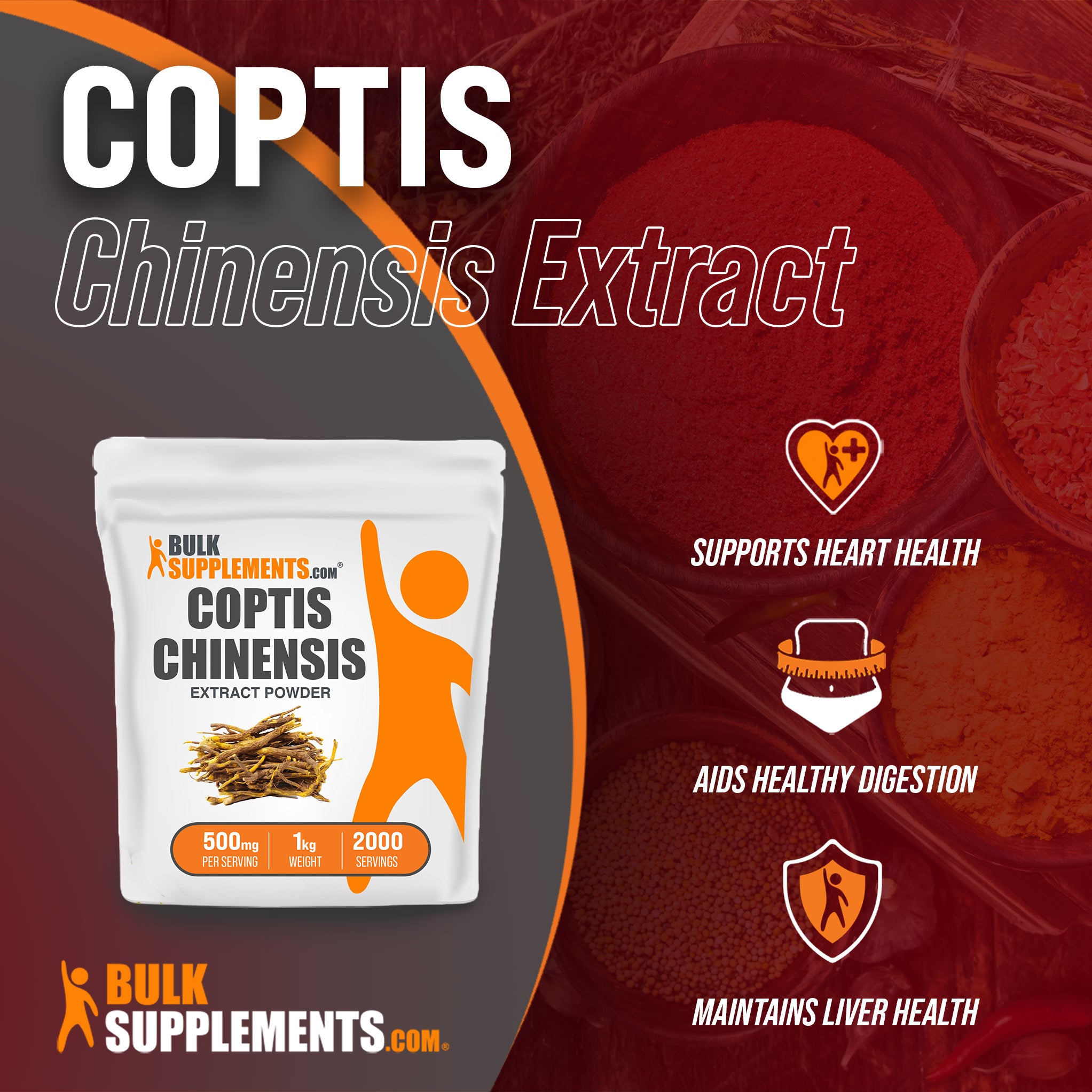 Benefits of 1kg Coptis Chinensis; supports heart health, aids healthy digestion, maintains liver health