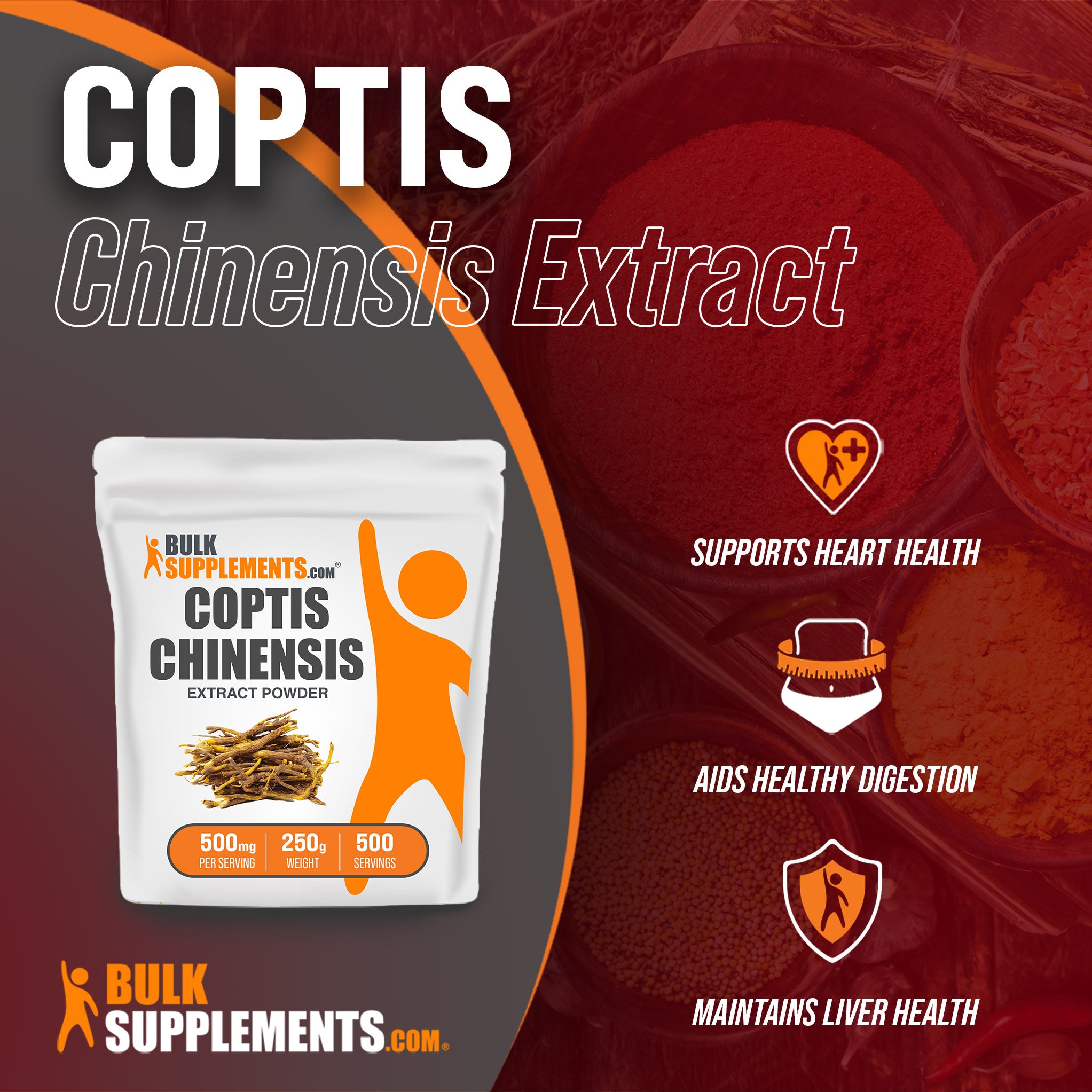 Benefits of 250g Coptis Chinensis; supports heart health, aids healthy digestion, maintains liver health