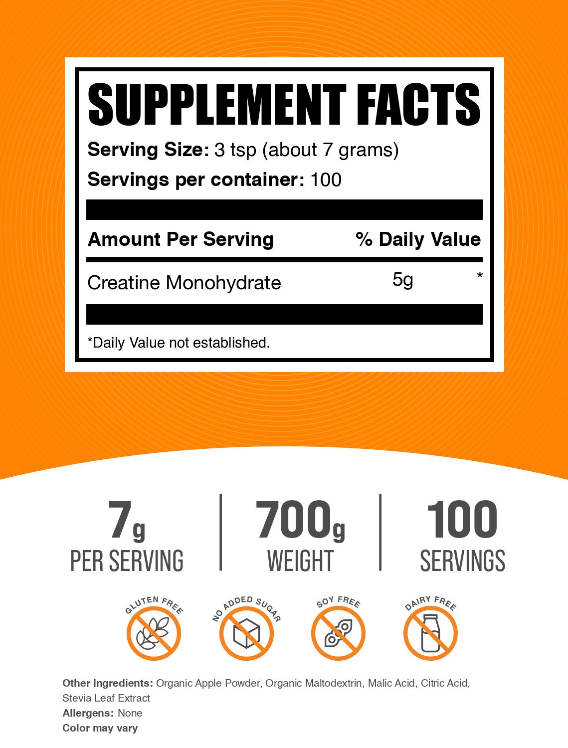 Creatine Monohydrate Apple Label