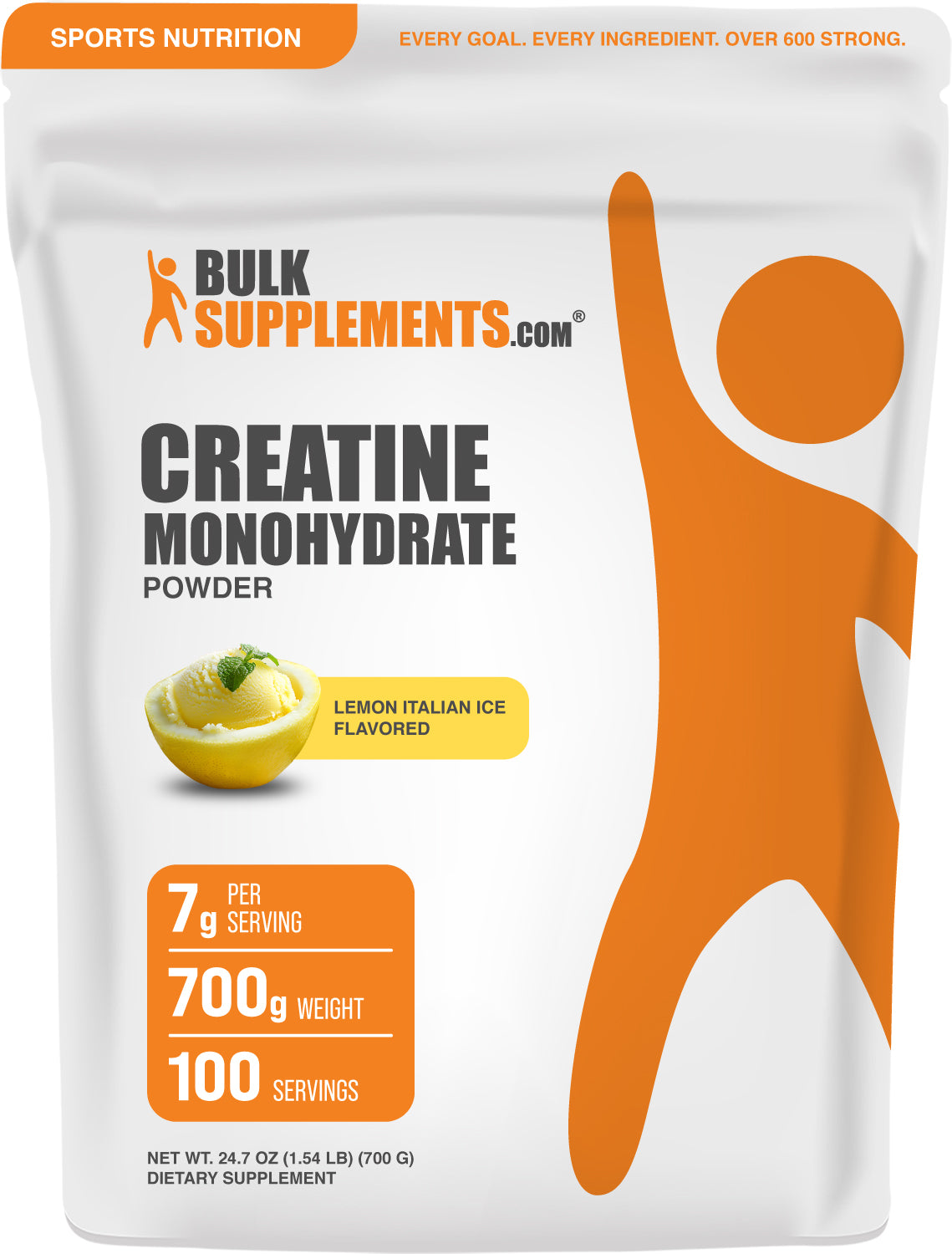 BulkSupplements.com Creatine Lemon Italian Powder 700g (1.5 lb) bag image