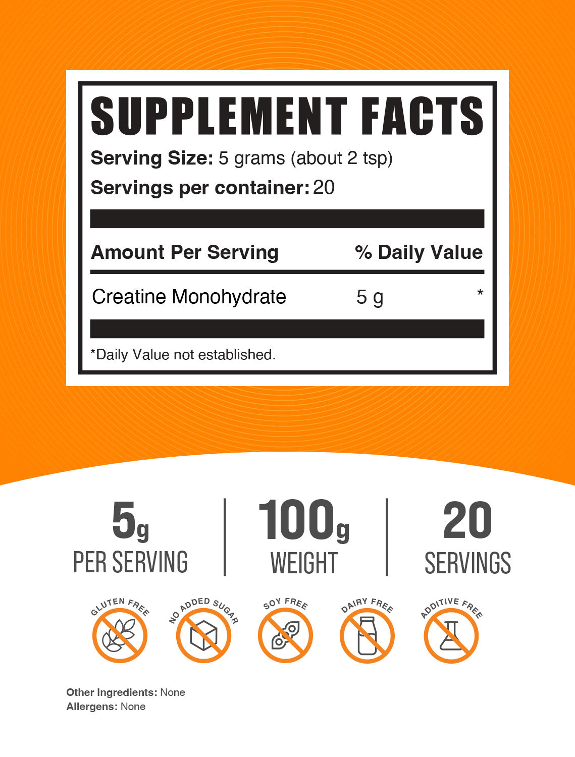Supplement Facts Creatine Monohydrate Powder 100g