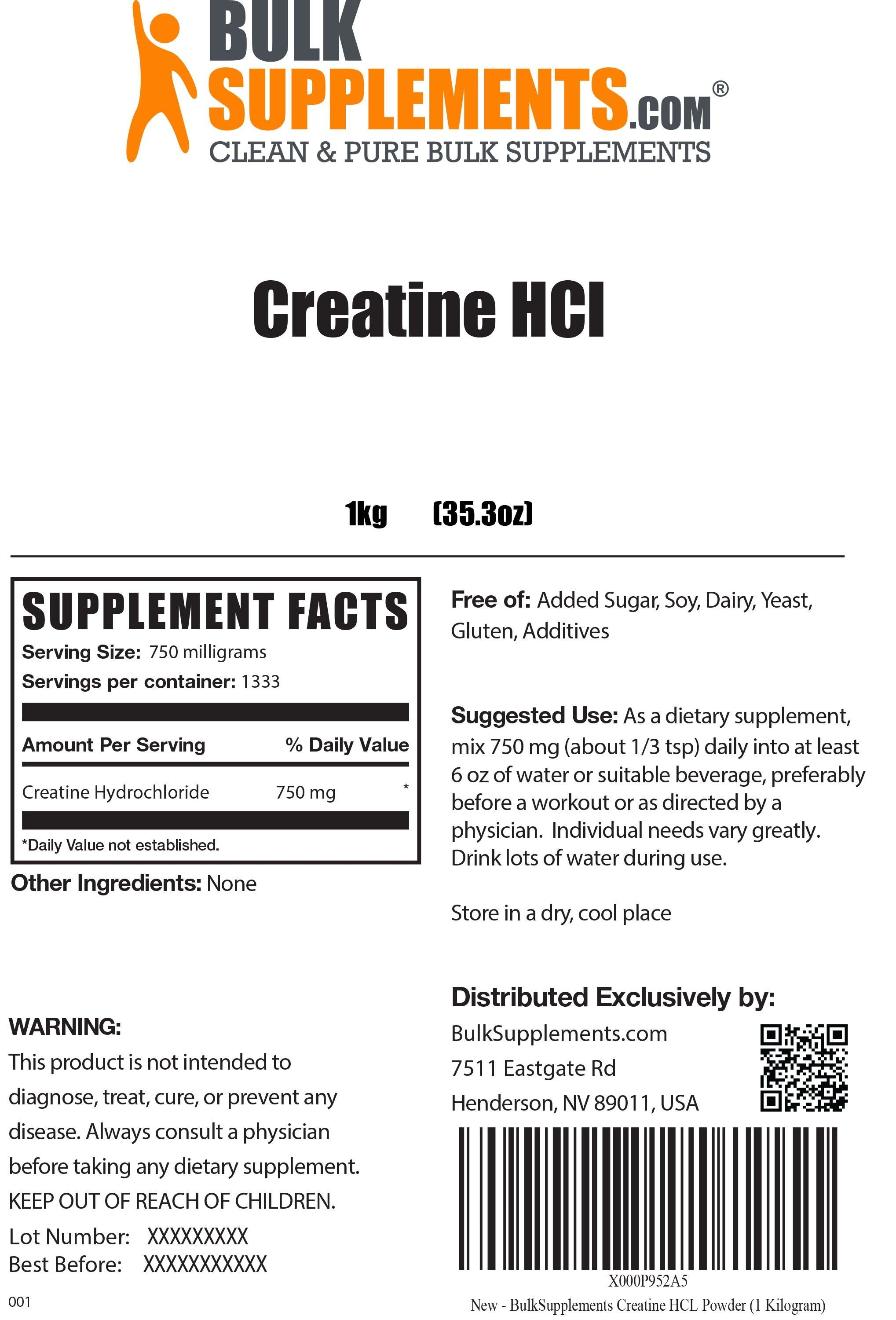 Supplement Facts Creatine HCl Powder