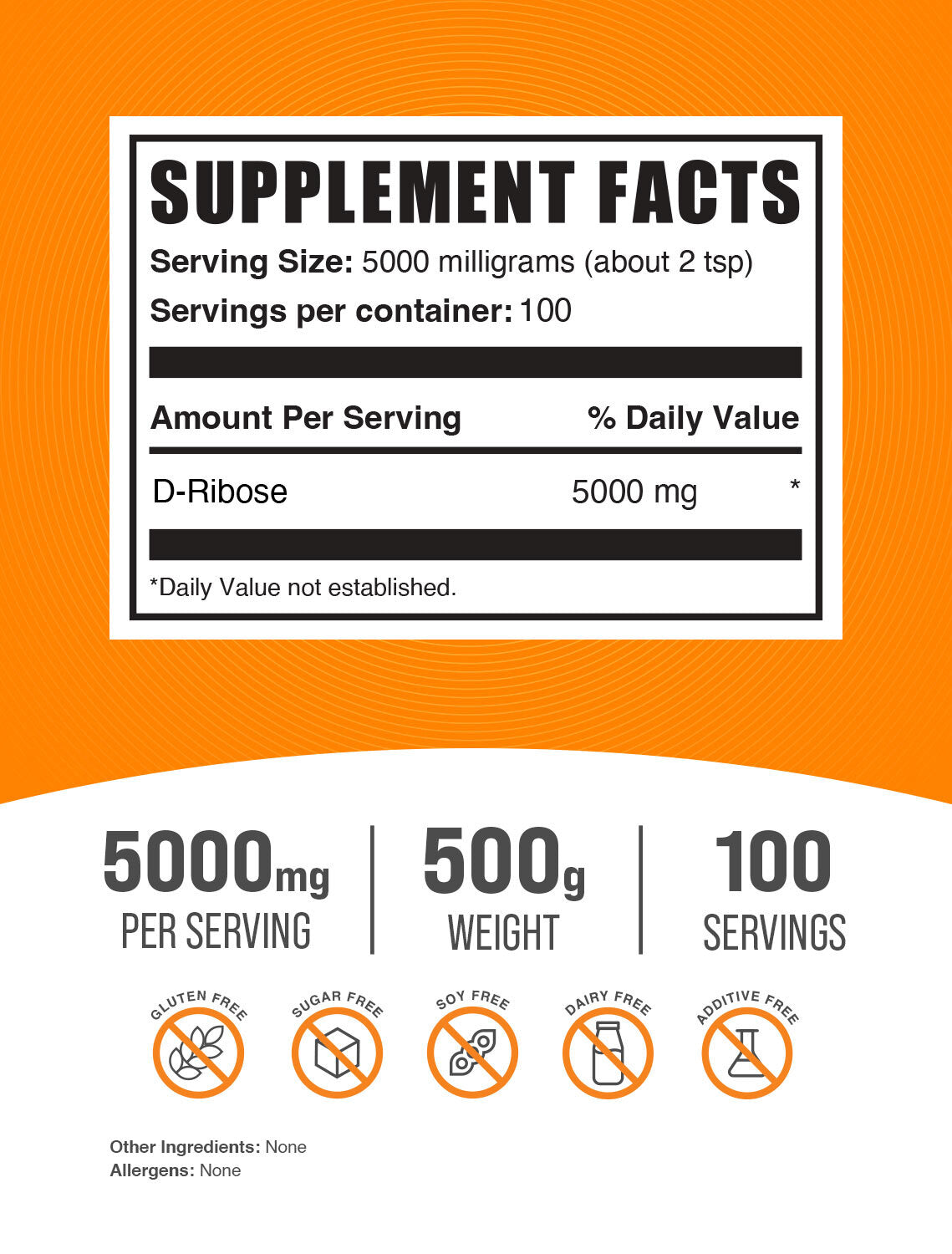 Supplement Facts D-Ribose Powder