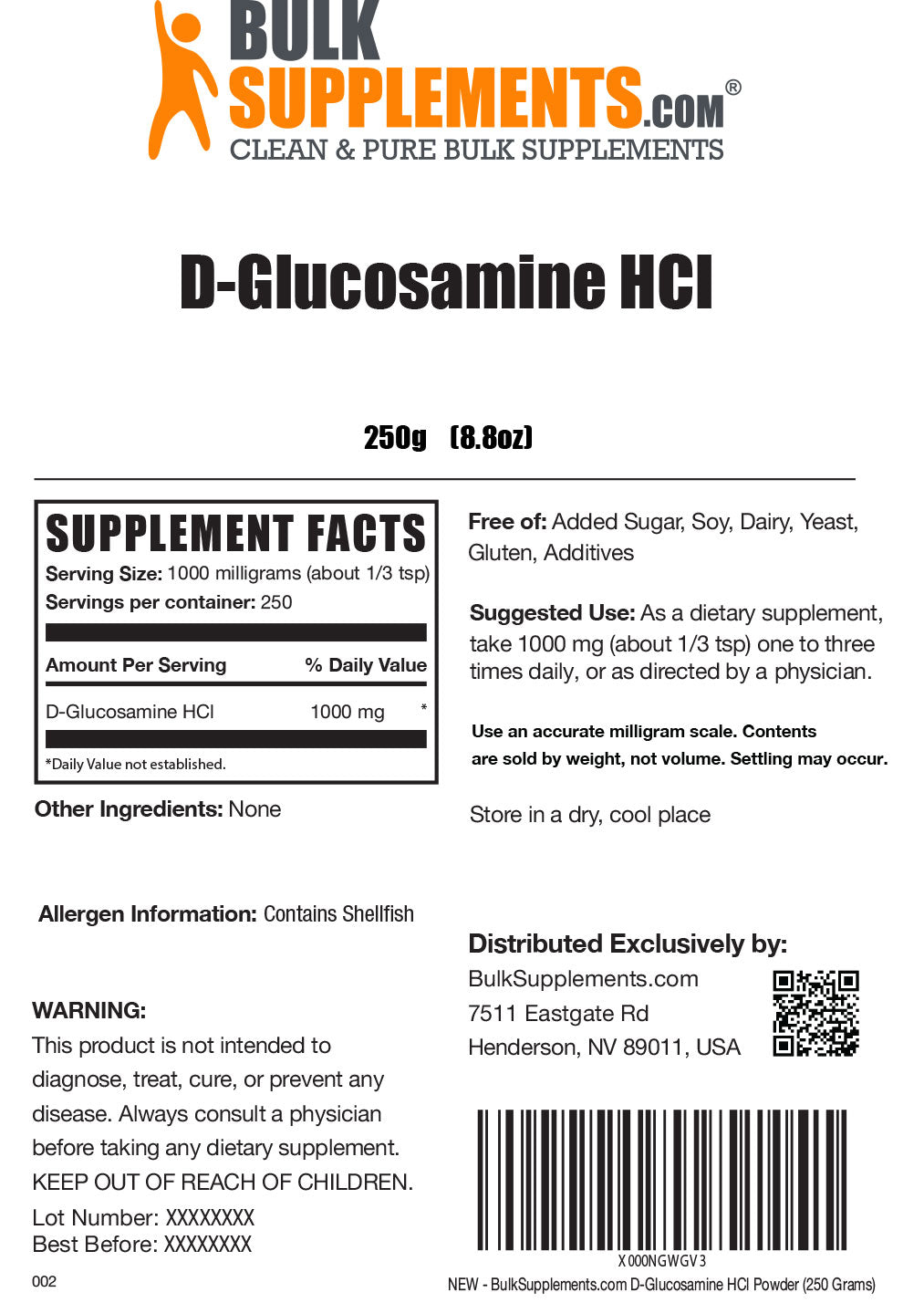 Supplement Facts D-Glucosamine HCl