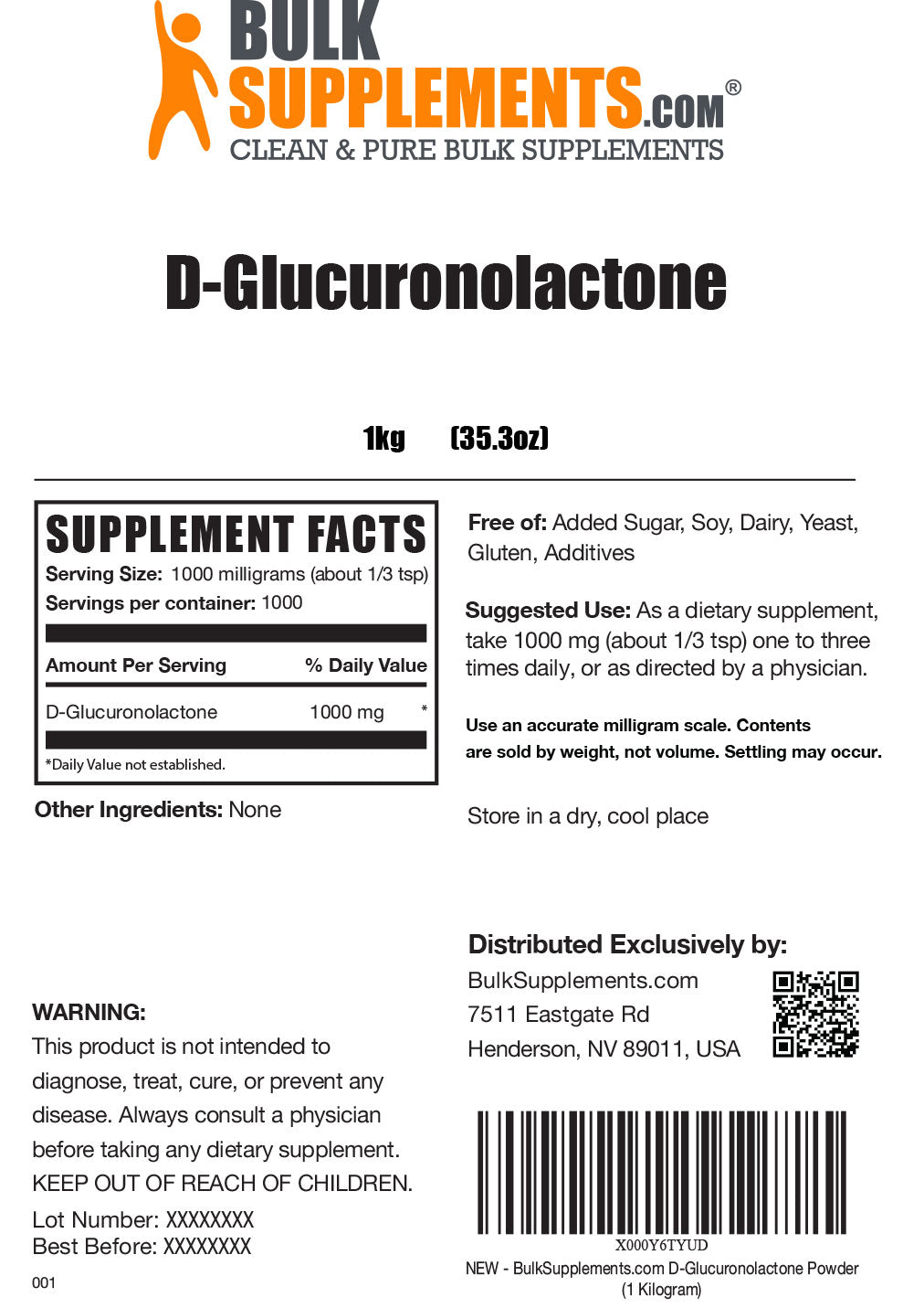 Supplement Facts D-Glucuronolactone