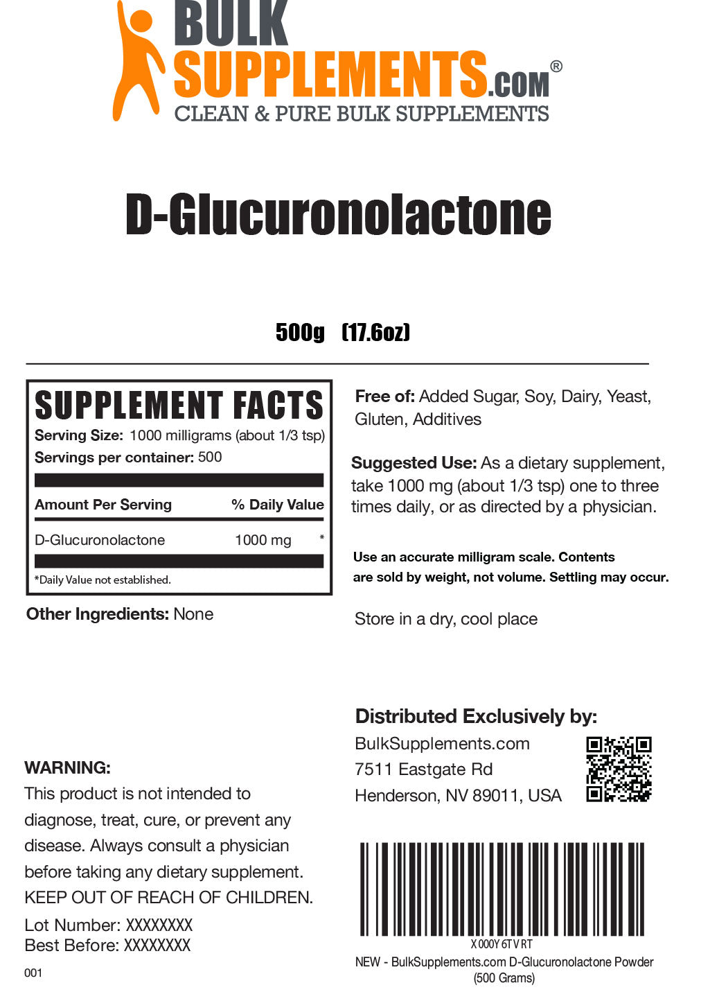 Supplement Facts D-Glucuronolactone