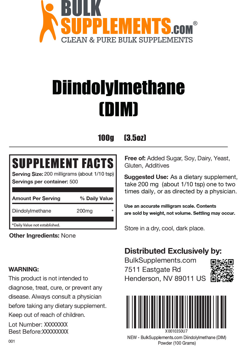 DIM powder label 250g