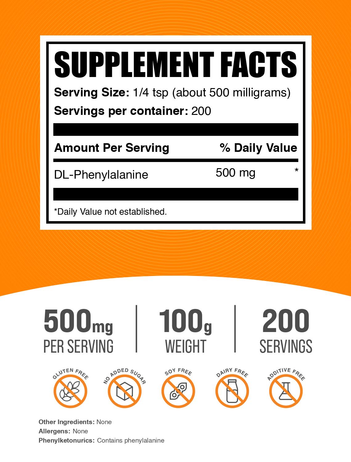 DL-Phenylalanine powder label 100g