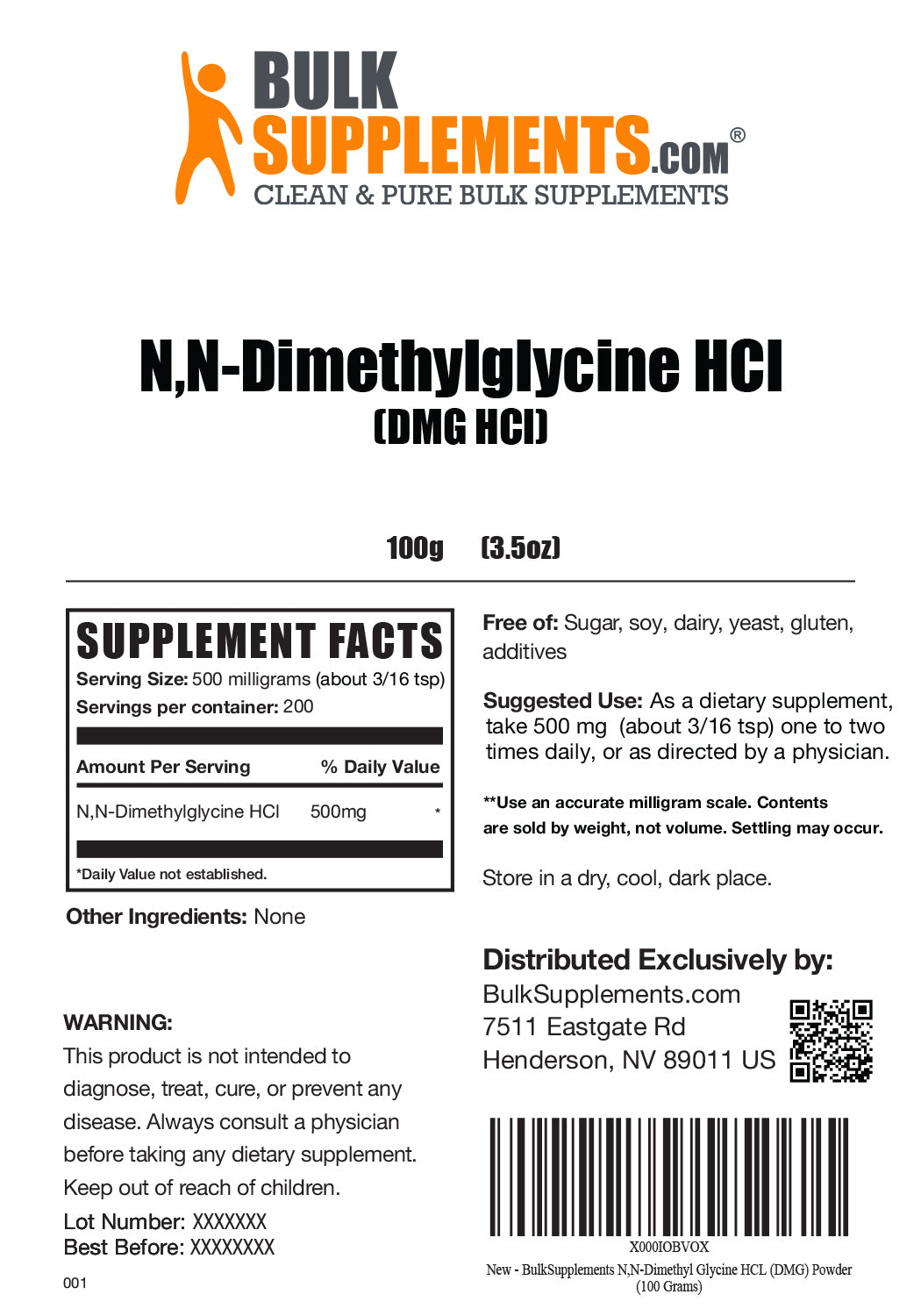Supplement Facts DMG HCl