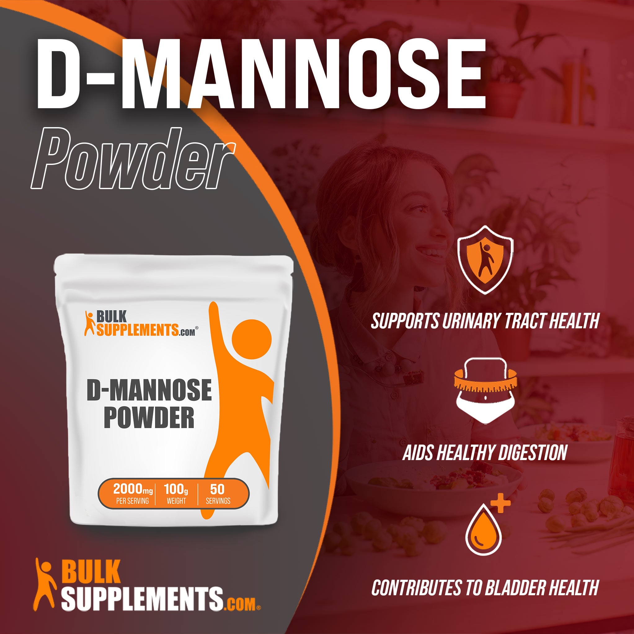 Benefits of D-Mannose; supports urinary tract health, aids healthy digestion, contributes to bladder health