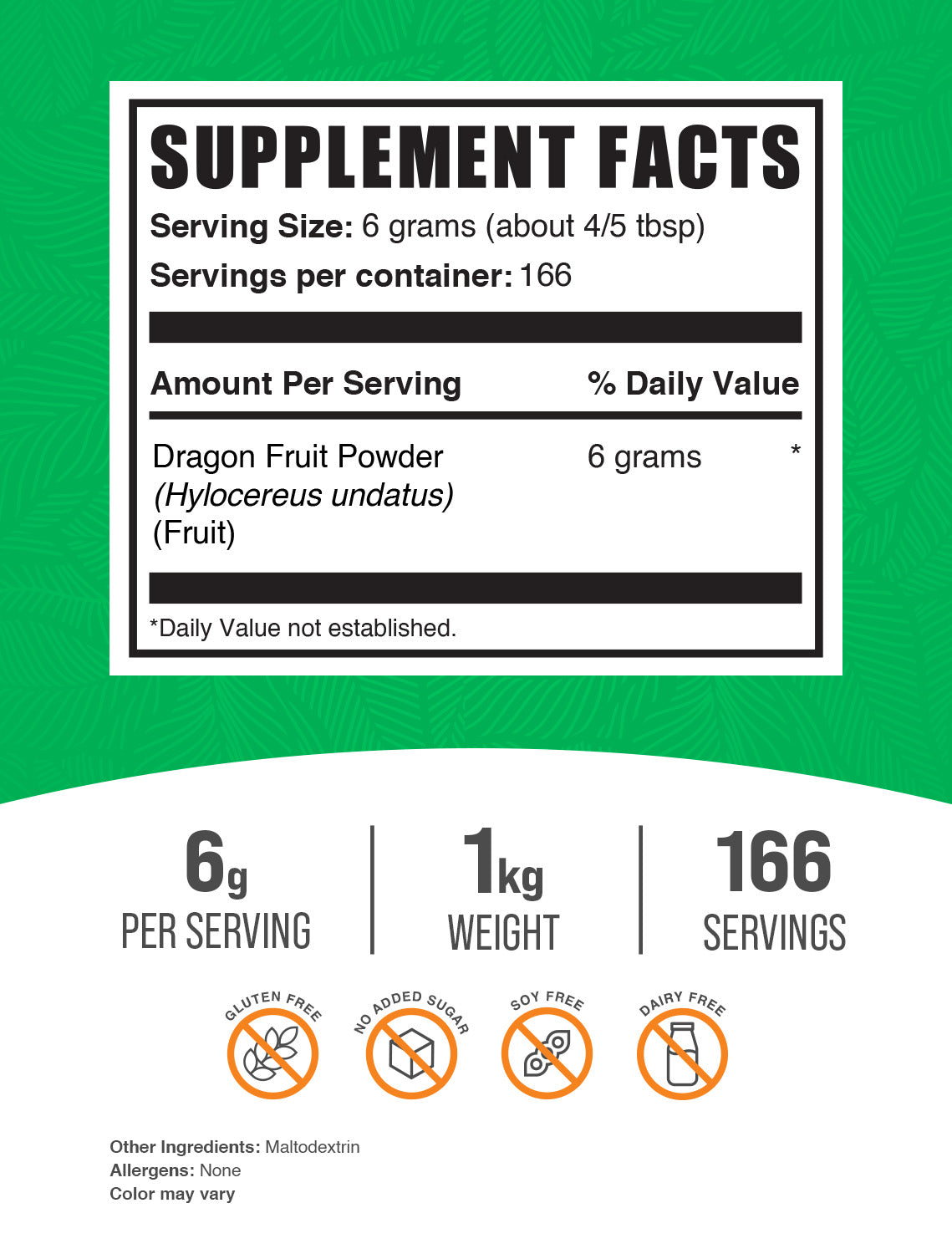 Dragon Fruit Powder label 1kg