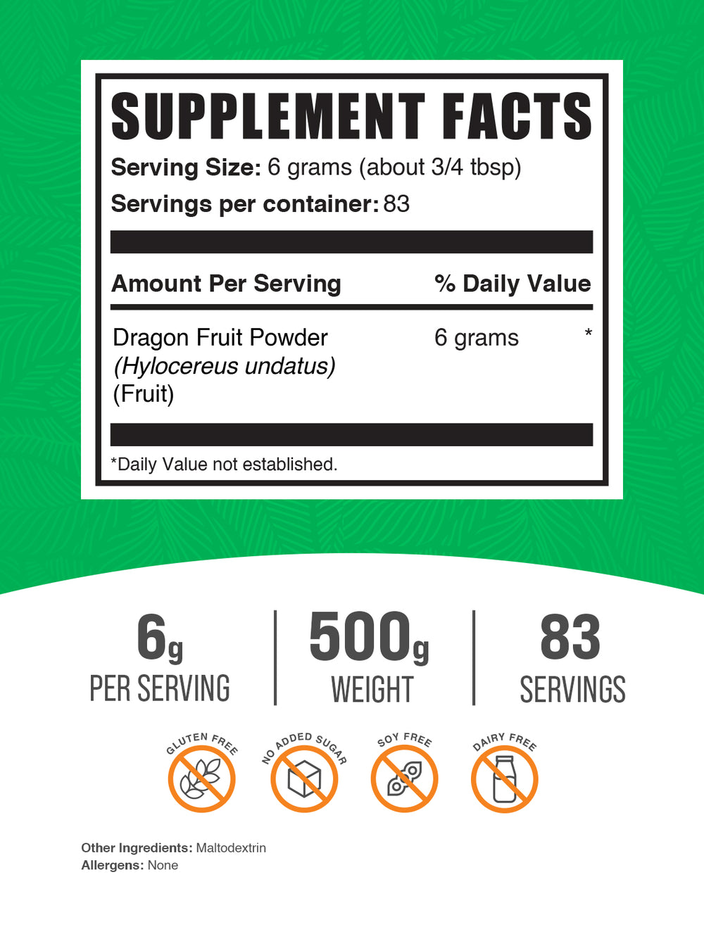 Evolution Supercharge Label Dragon Fruit Powder - Supercharge Your Health