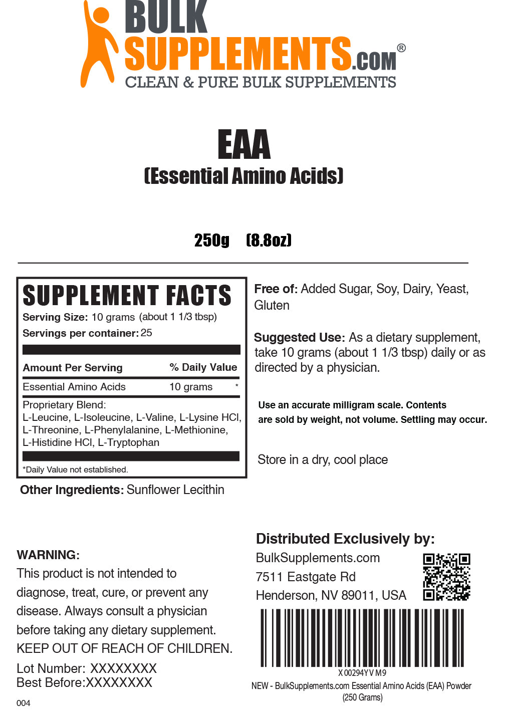 Supplement Facts EAA Essential Amino Acids