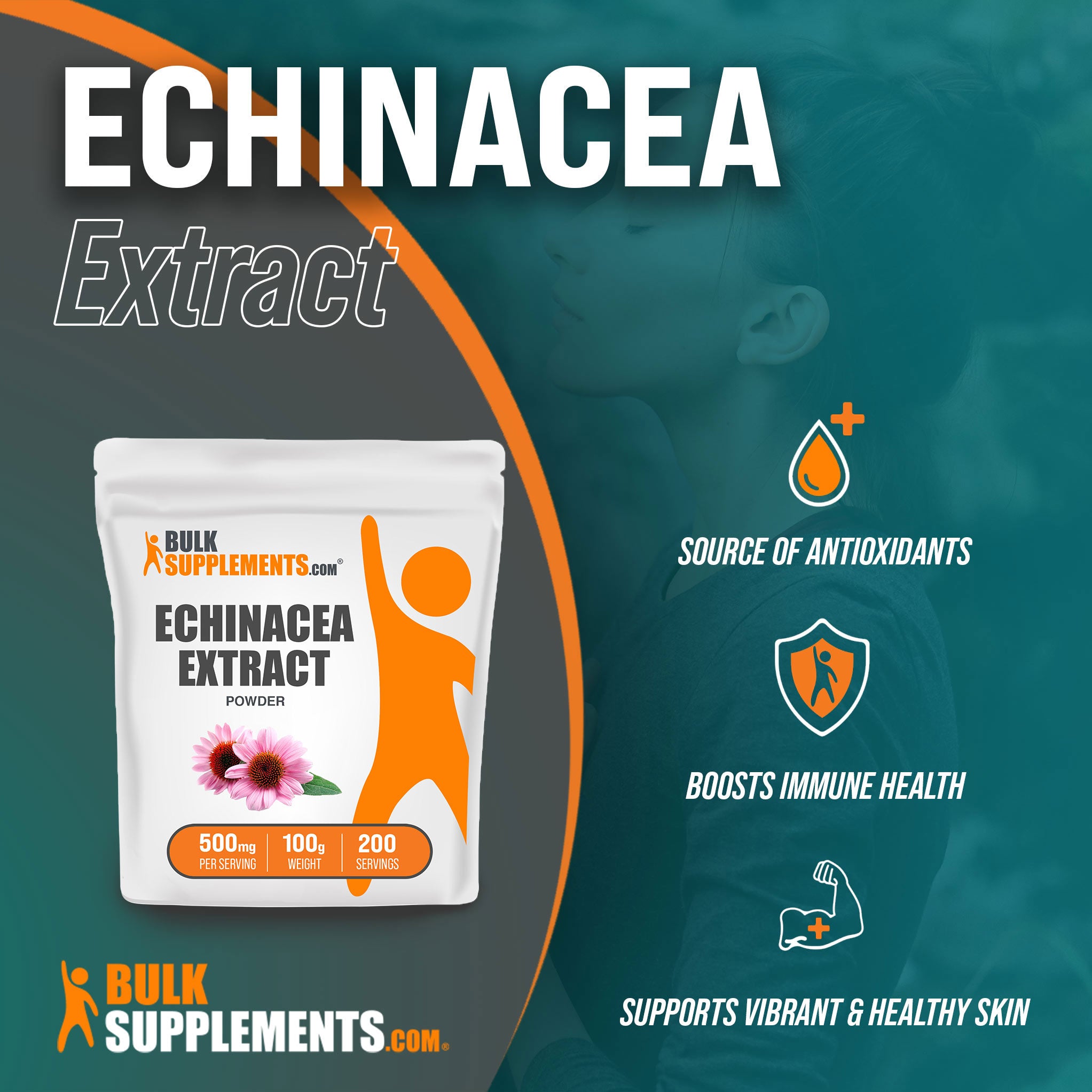 Benefits of Echinacea Extract; source of antioxidants, boosts immune health, supports vibrant & healthy skin