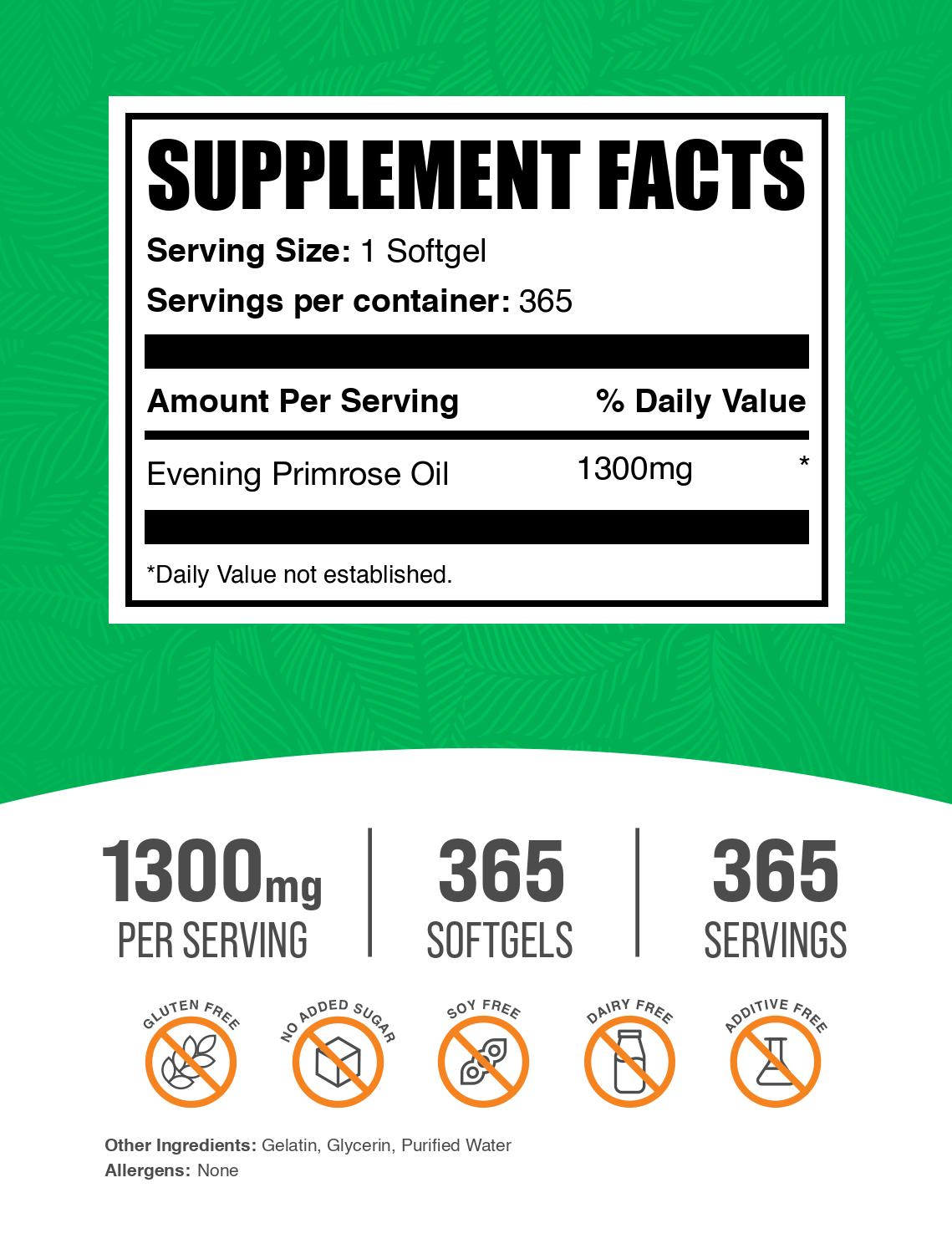 Evening primrose oil 365 softgels label
