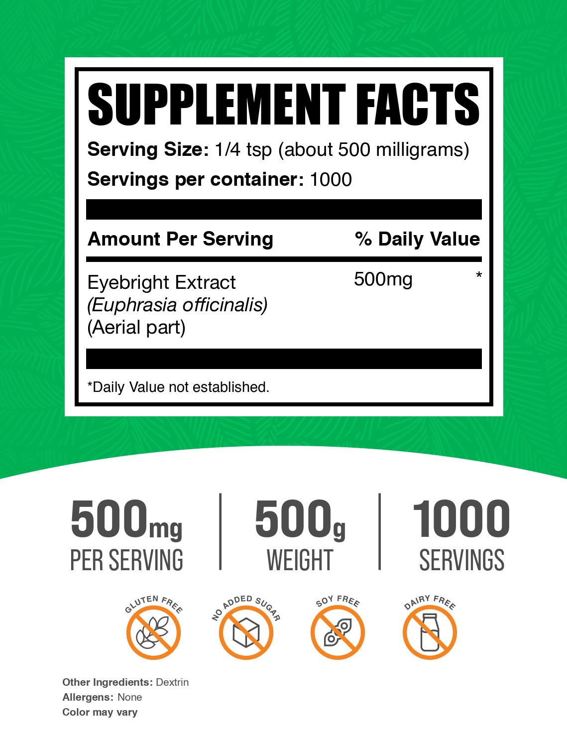 Eyebright Extract Powder 500g Label
