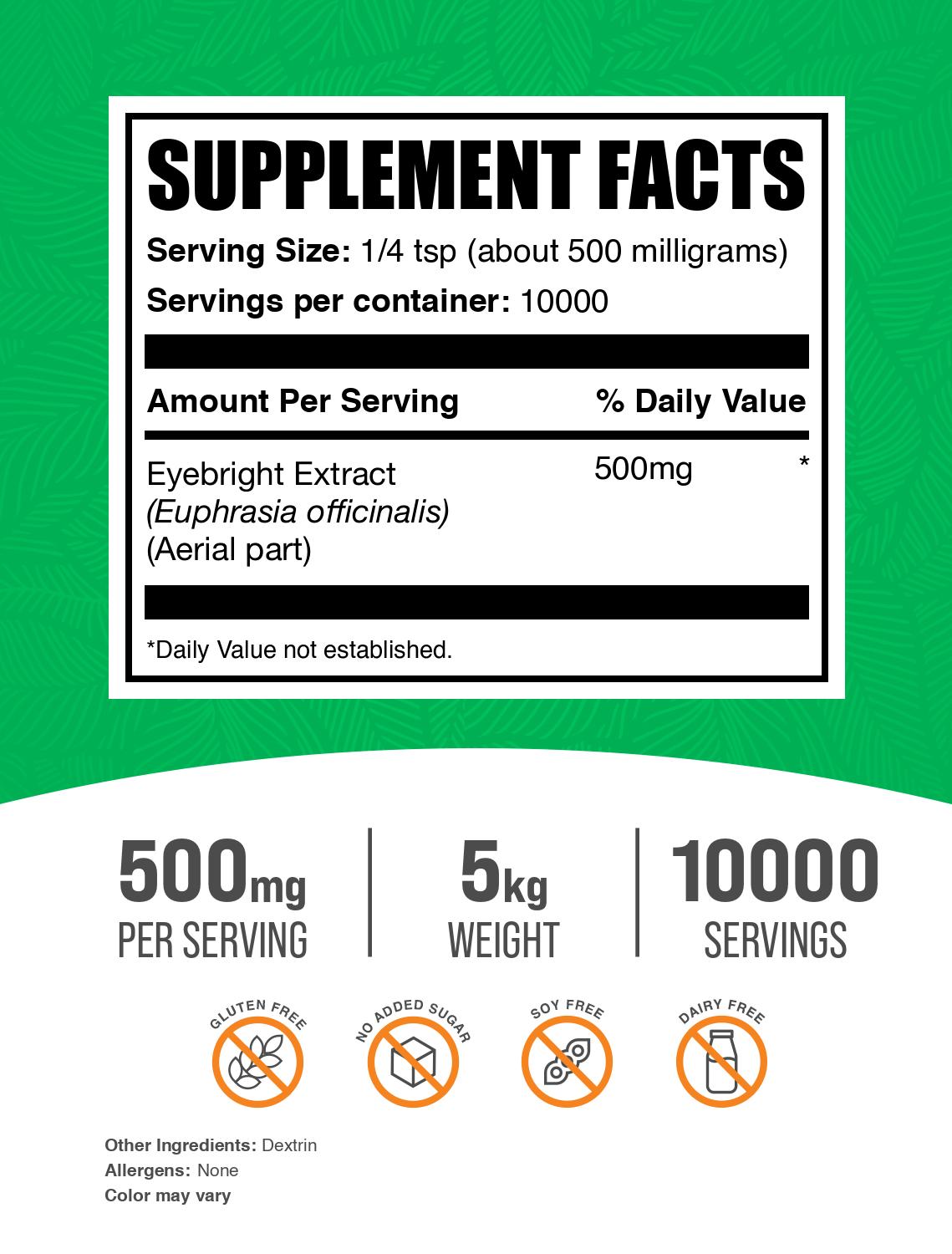 Eyebright Extract Powder 5kg Label