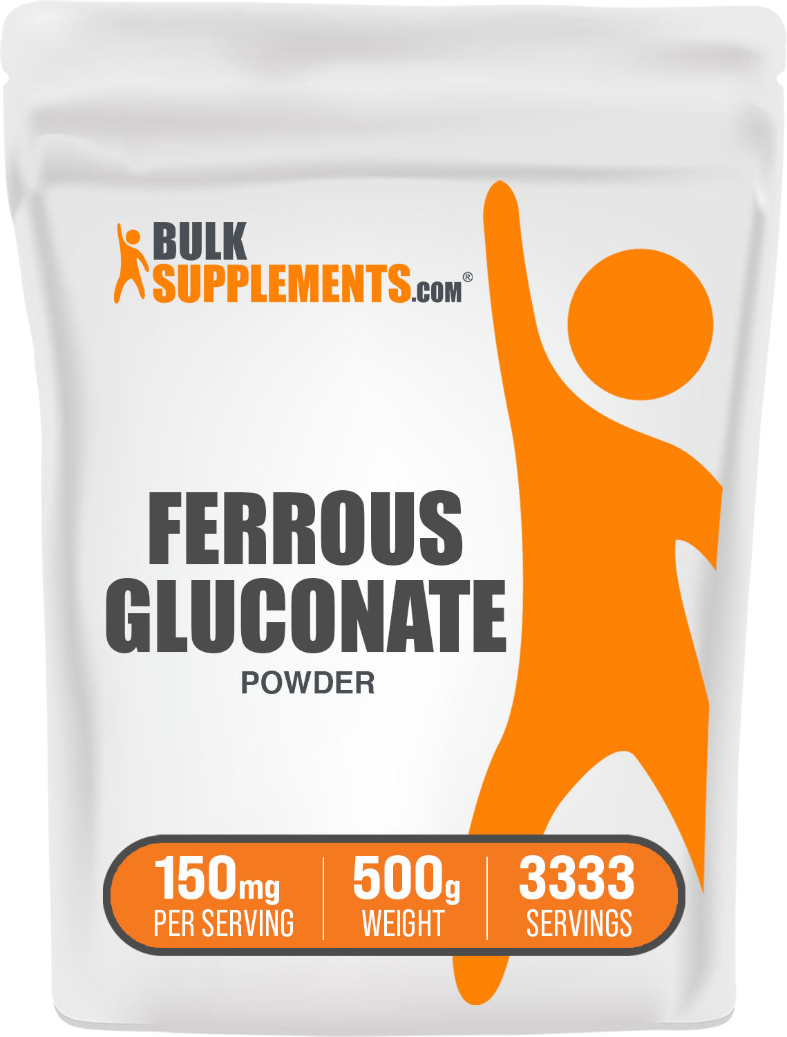 BulkSupplements.com Ferrous Gluconate Powder 500g Bag