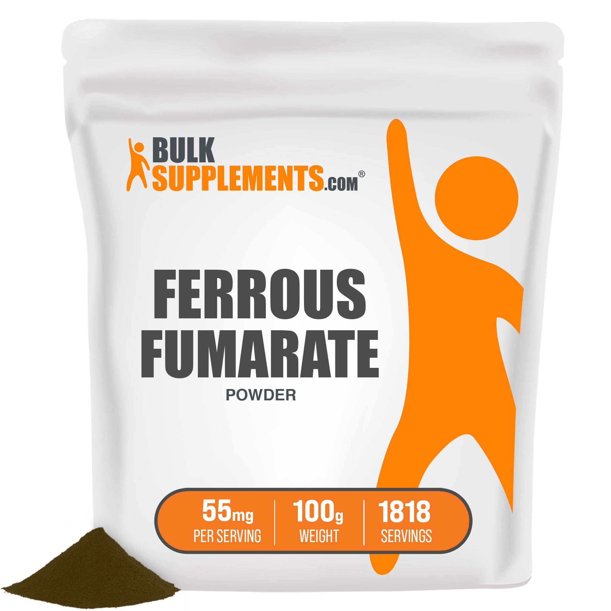BulkSupplements Ferrous Fumarate Powder 100 grams bag