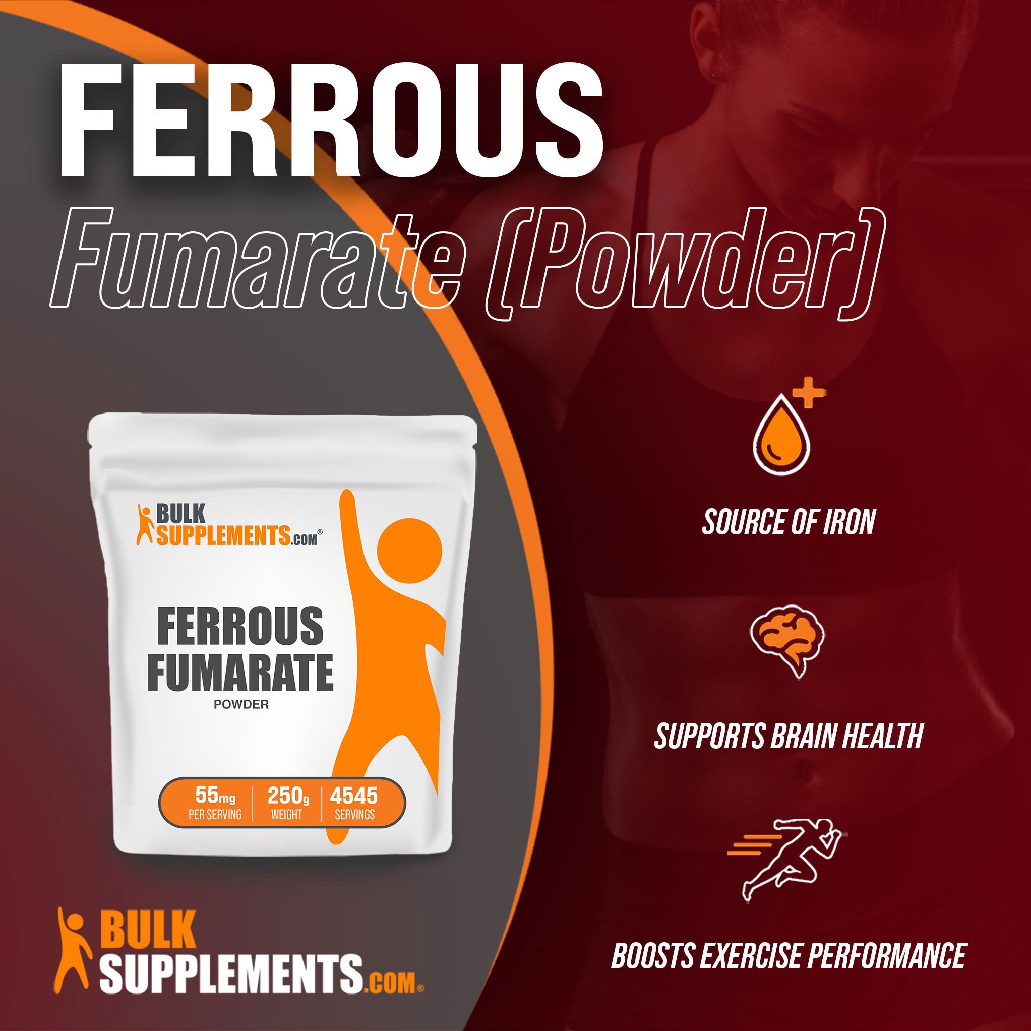 Benefits of Ferrous Fumarate; source of iron, supports brain health, boosts exercise performance