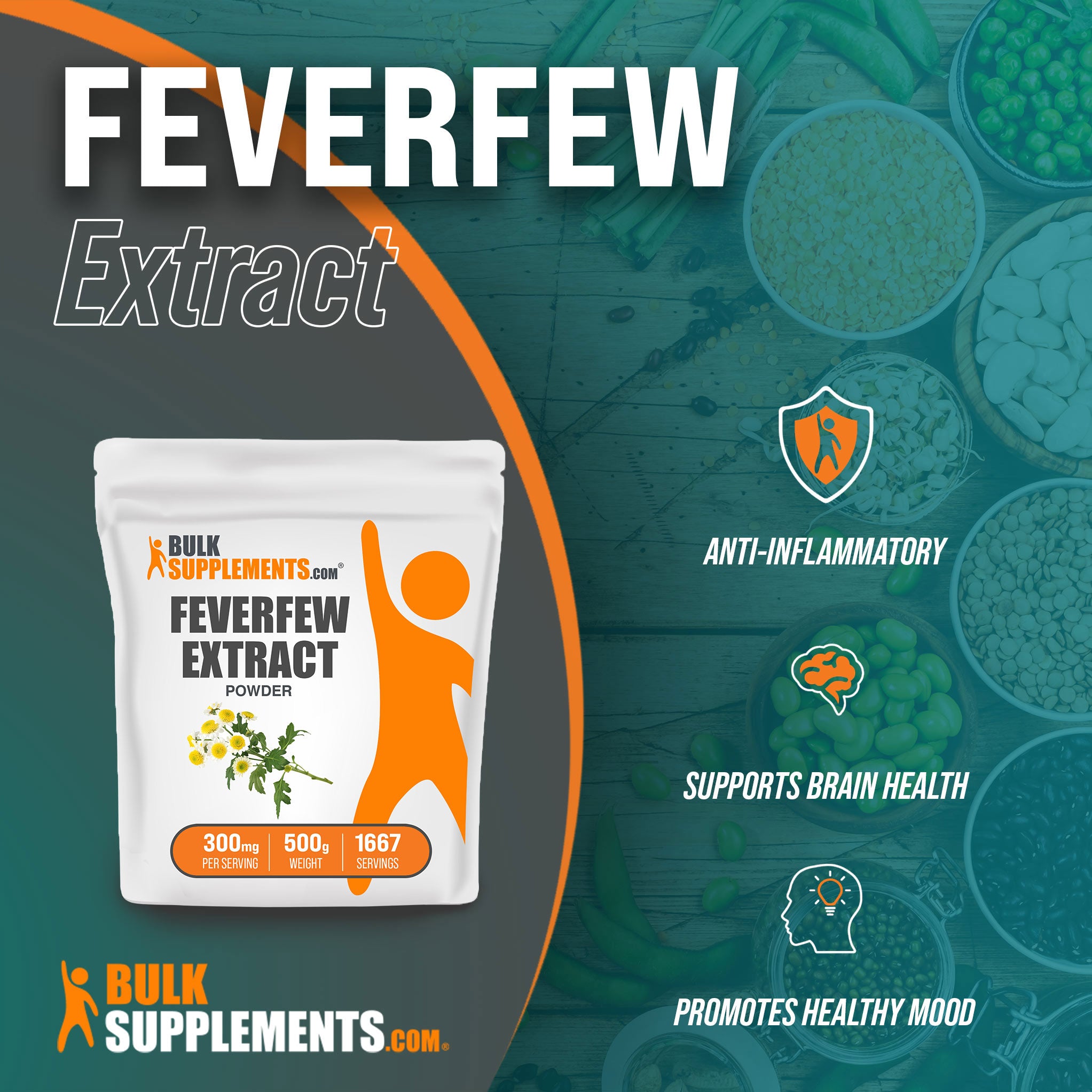 Benefits of Feverfew Extract; anti-inflammatory, supports brain health, promotes healthy mood