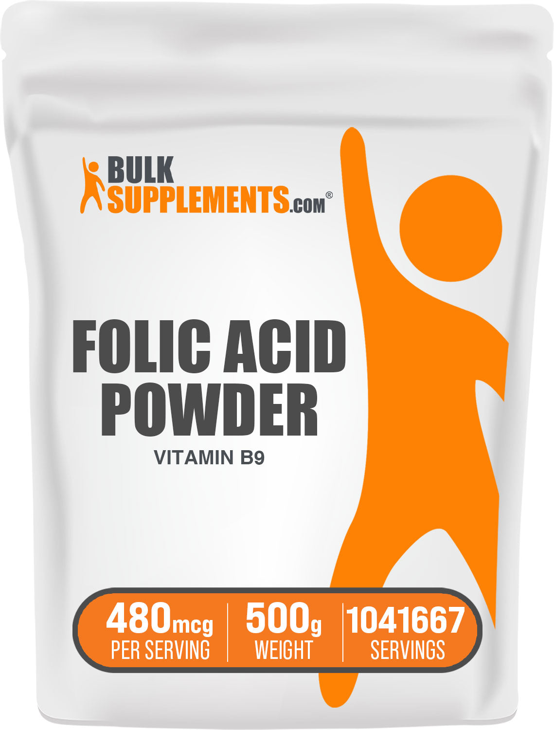 BulkSupplements Folic Acid Powder Vitamin B9 500g