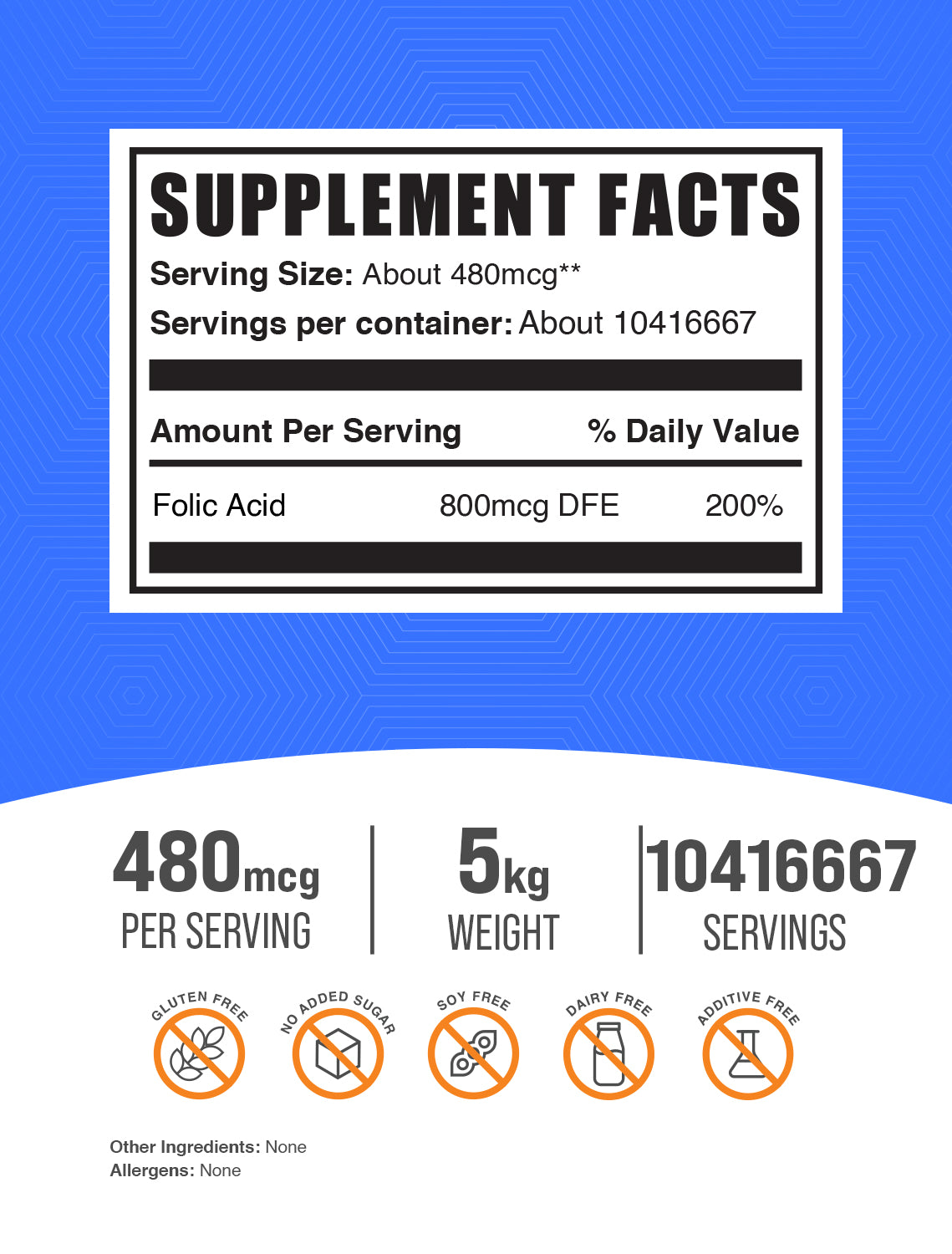 Folic acid powder label 5kg
