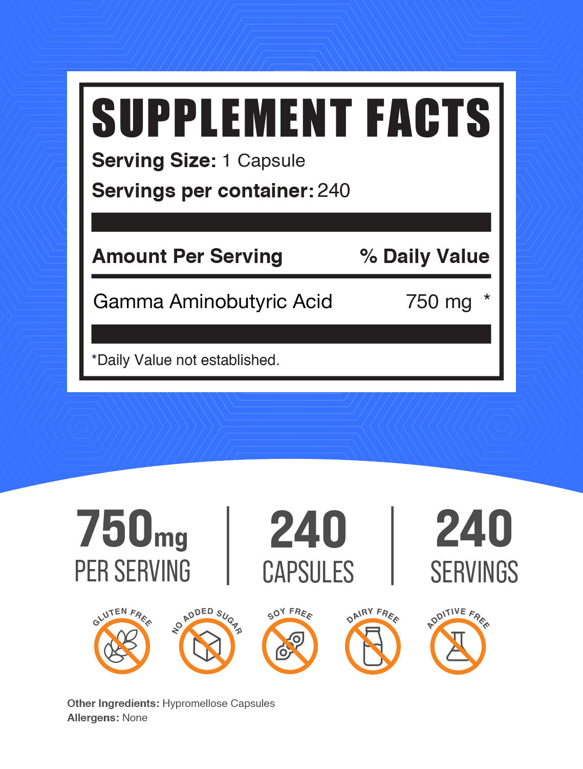 GABA capsules label 240 ct