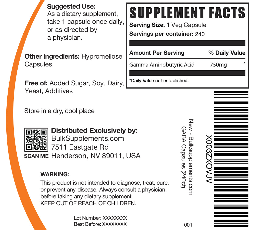 Supplement Facts GABA Capsules