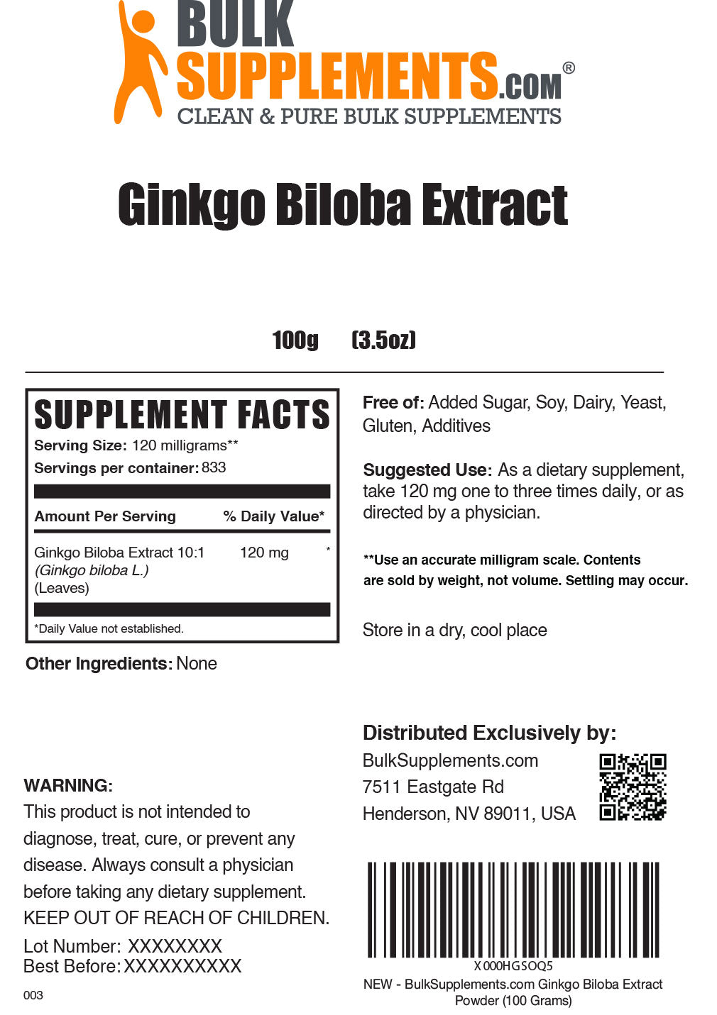 Supplement Facts Ginkgo Biloba Extract 