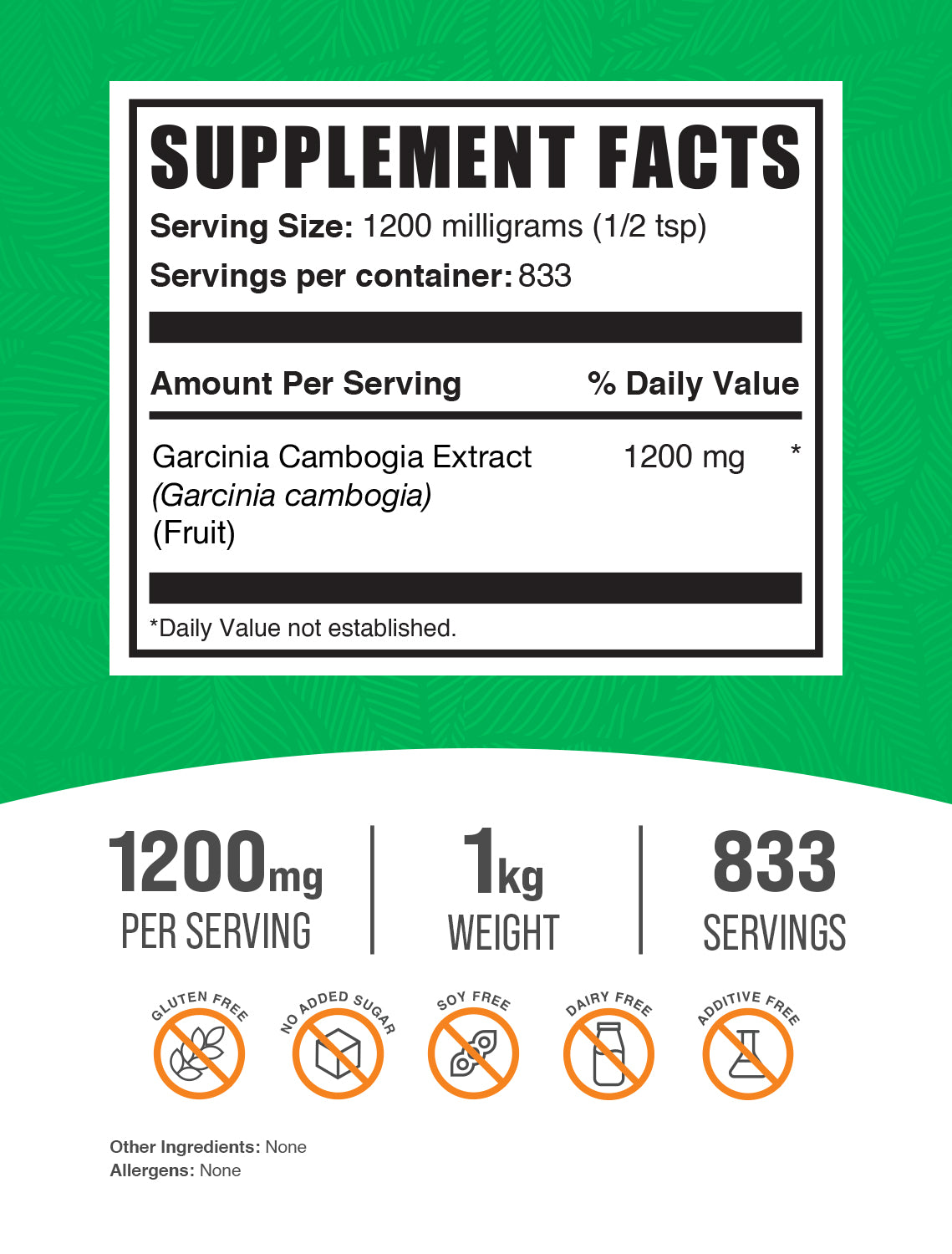 Garcinia Cambogia Extract 1kg label 