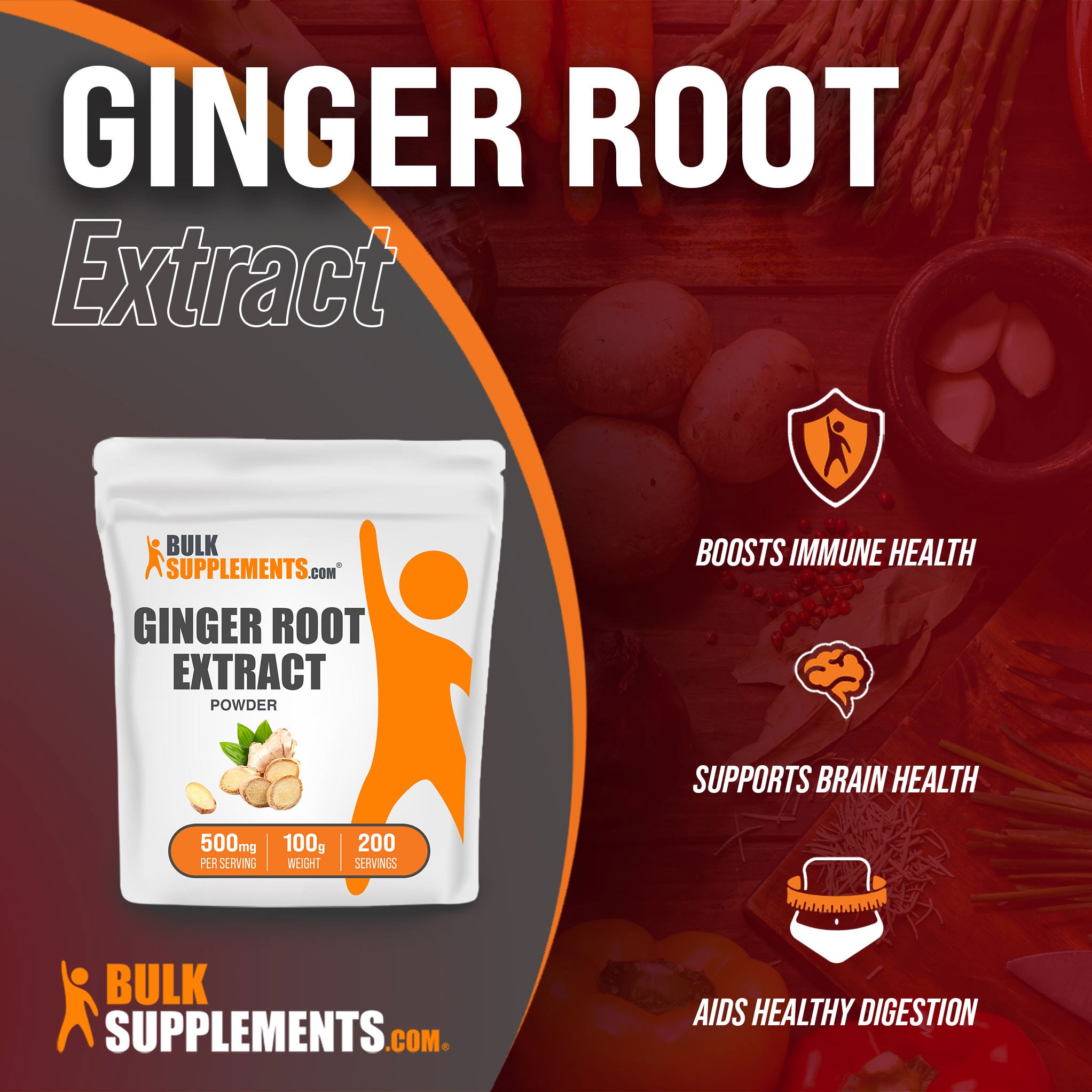 Benefits of Ginger Root Extract; boosts immune health, supports brain health, aids healthy digestion