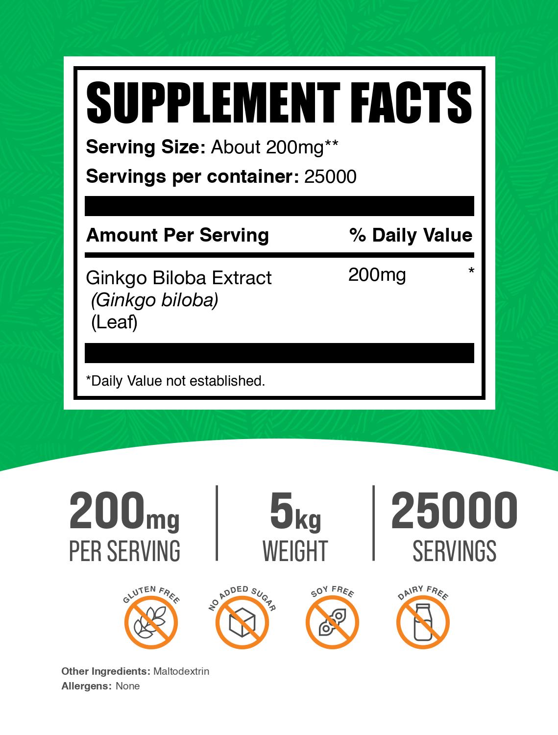 Ginkgo biloba extract powder label 5kg
