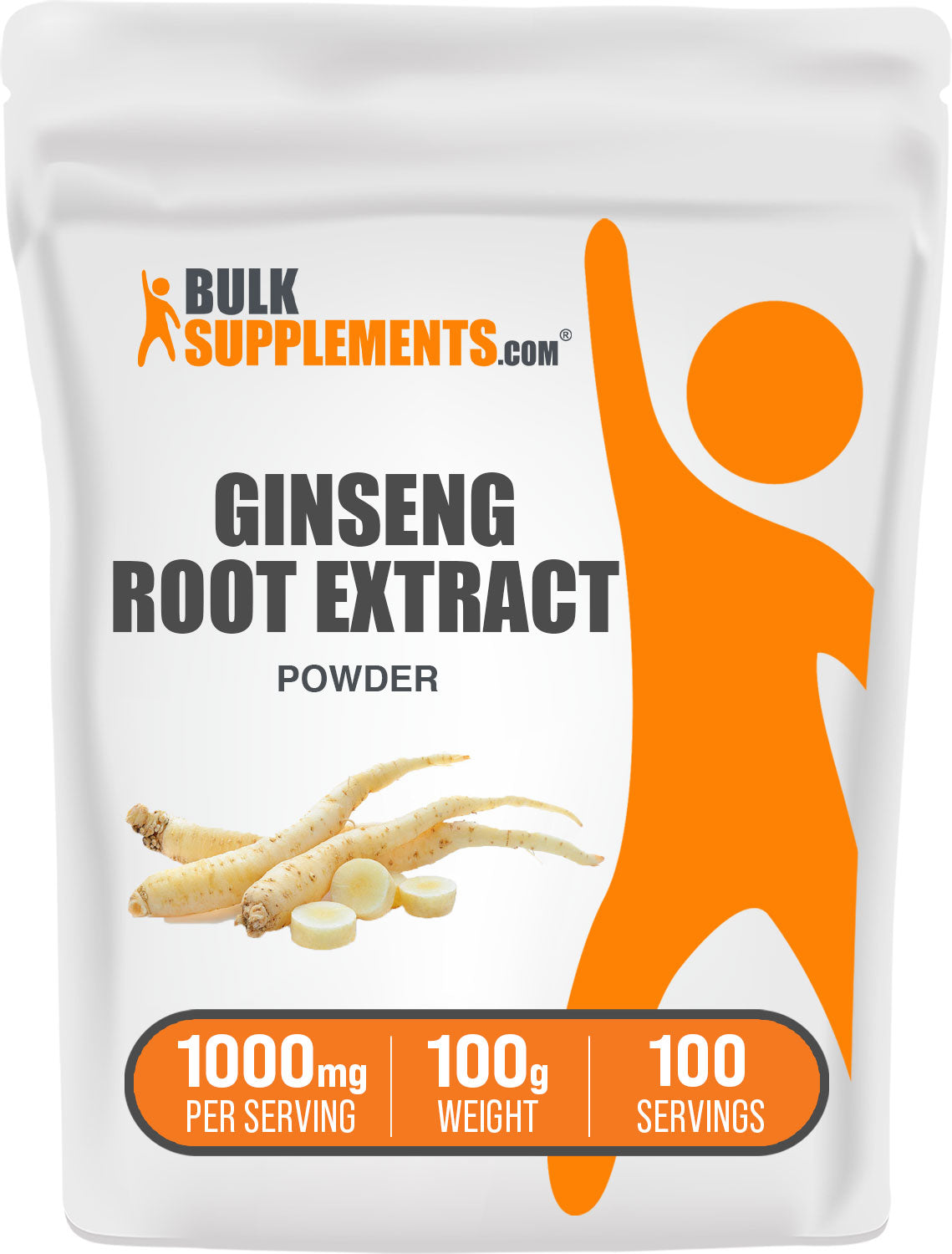 BulkSupplements.com Ginseng Root Extract powder 100g bag