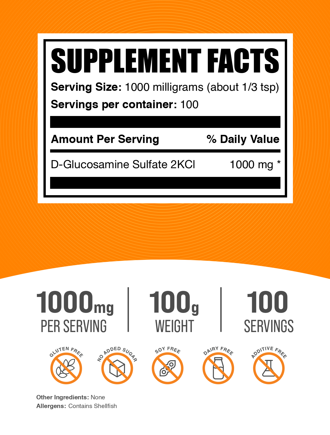 Glucosamine Sulfate powder label 100g