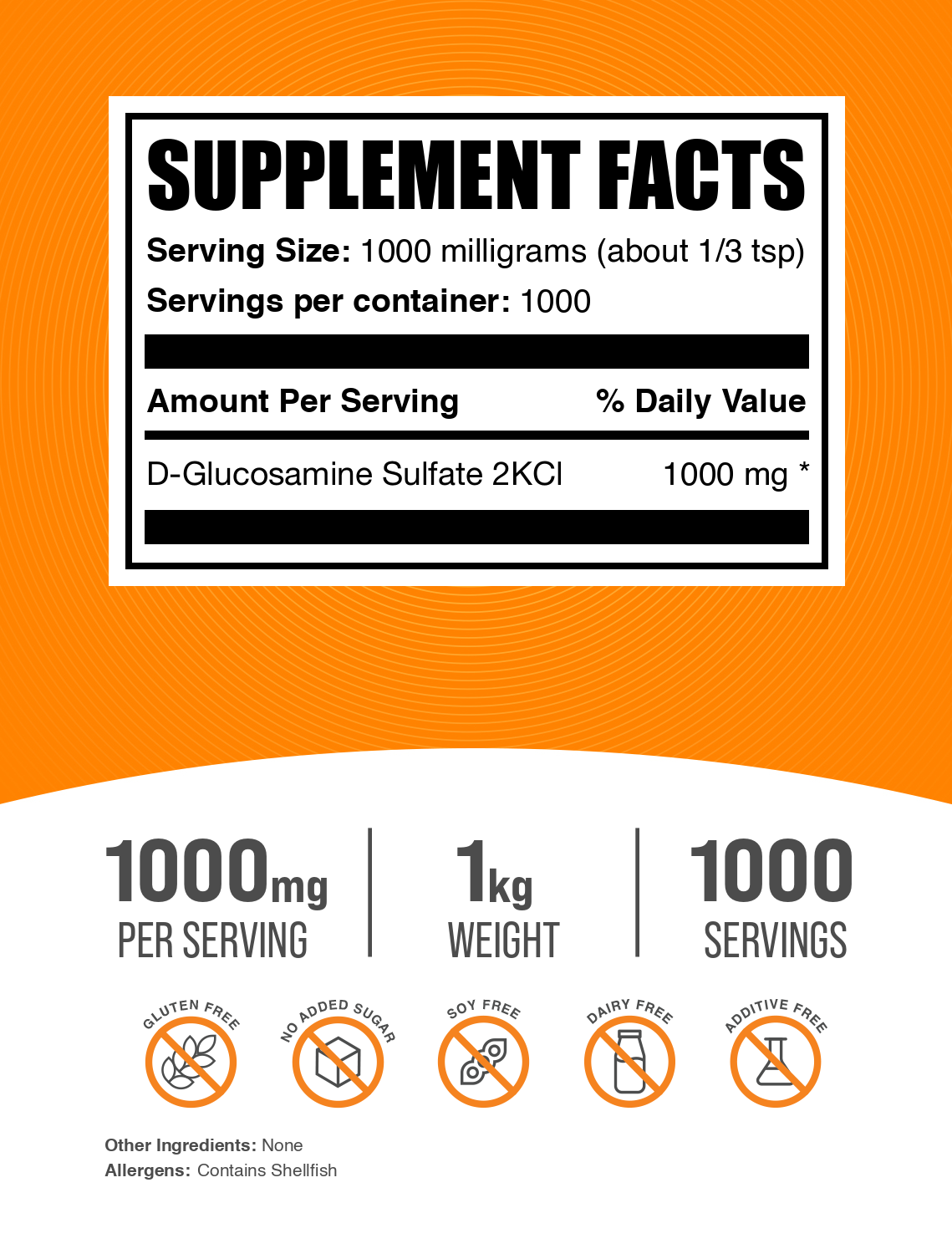 Glucosamine Sulfate powder label 1kg