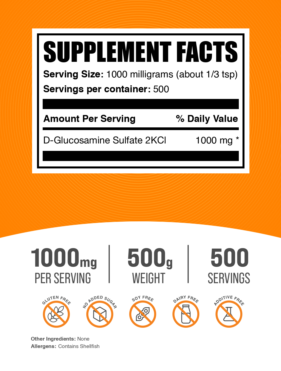 Glucosamine Sulfate powder label 500g
