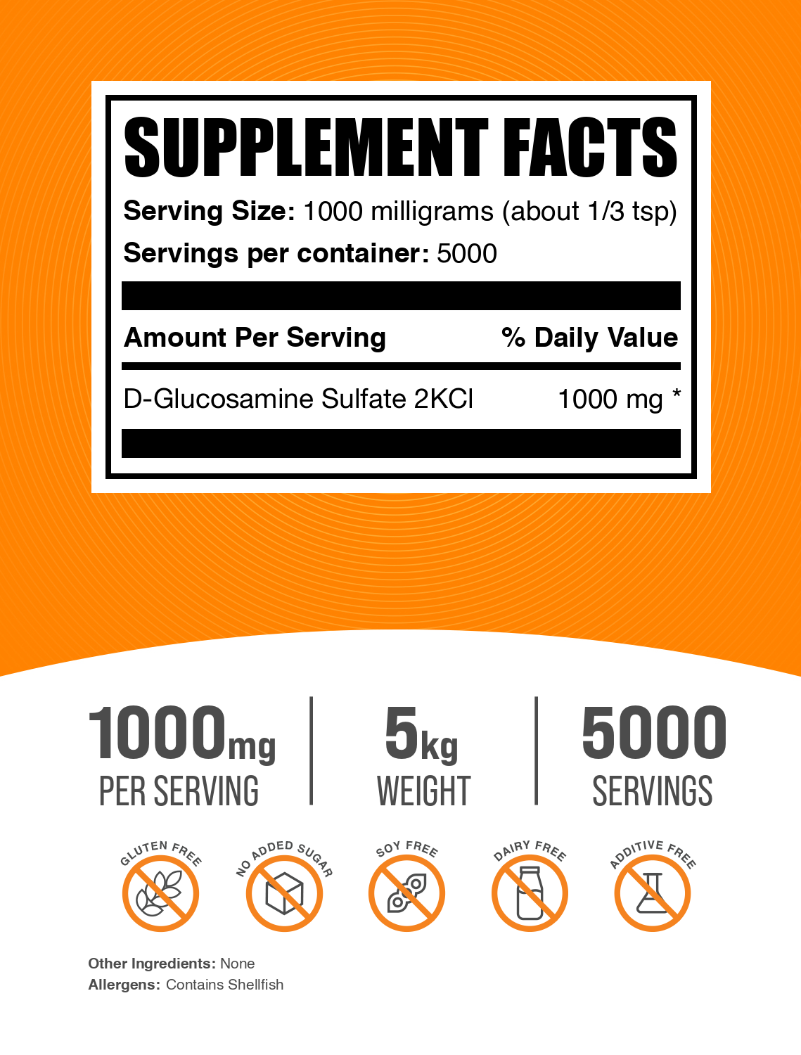 Glucosamine Sulfate powder label 5kg