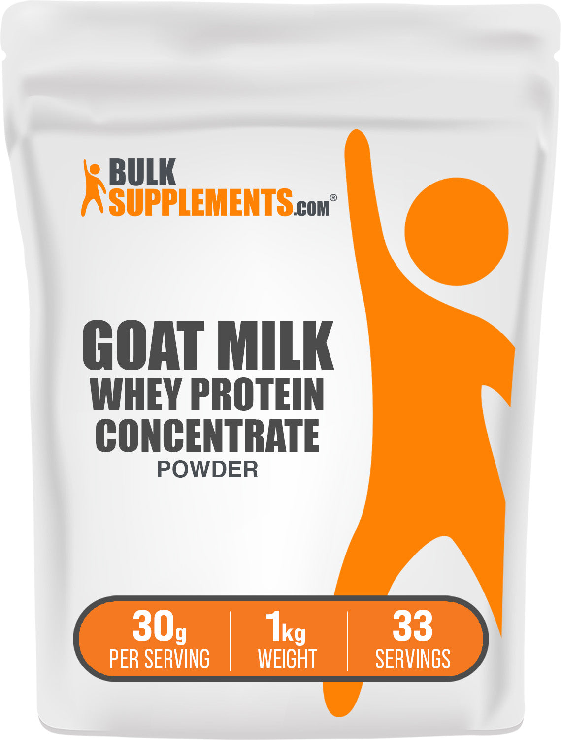 BulkSupplements.com Goat Milk Whey Protein Concentrate Powder 1kg bag image