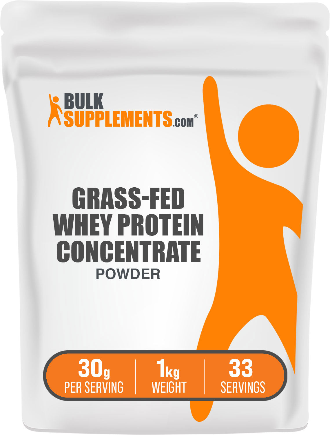 BulkSupplements.com Grass-Fed Whey Protein Powder 1kg Bag