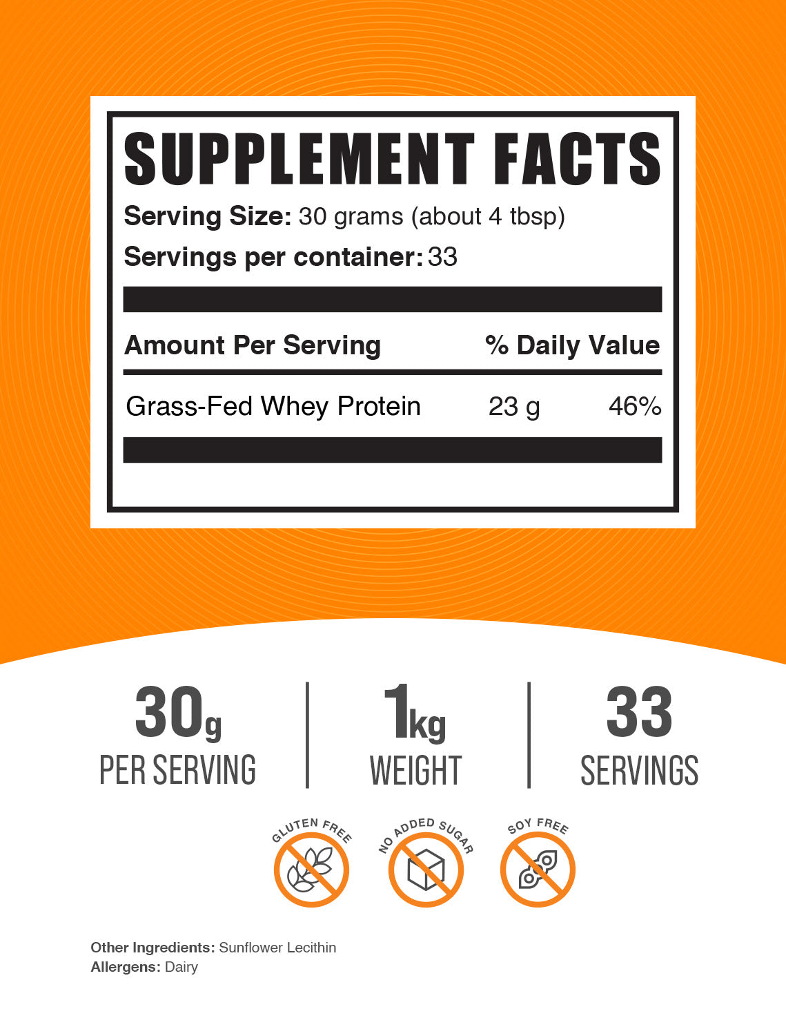 Grass-Fed Whey Protein Concentrate Powder
