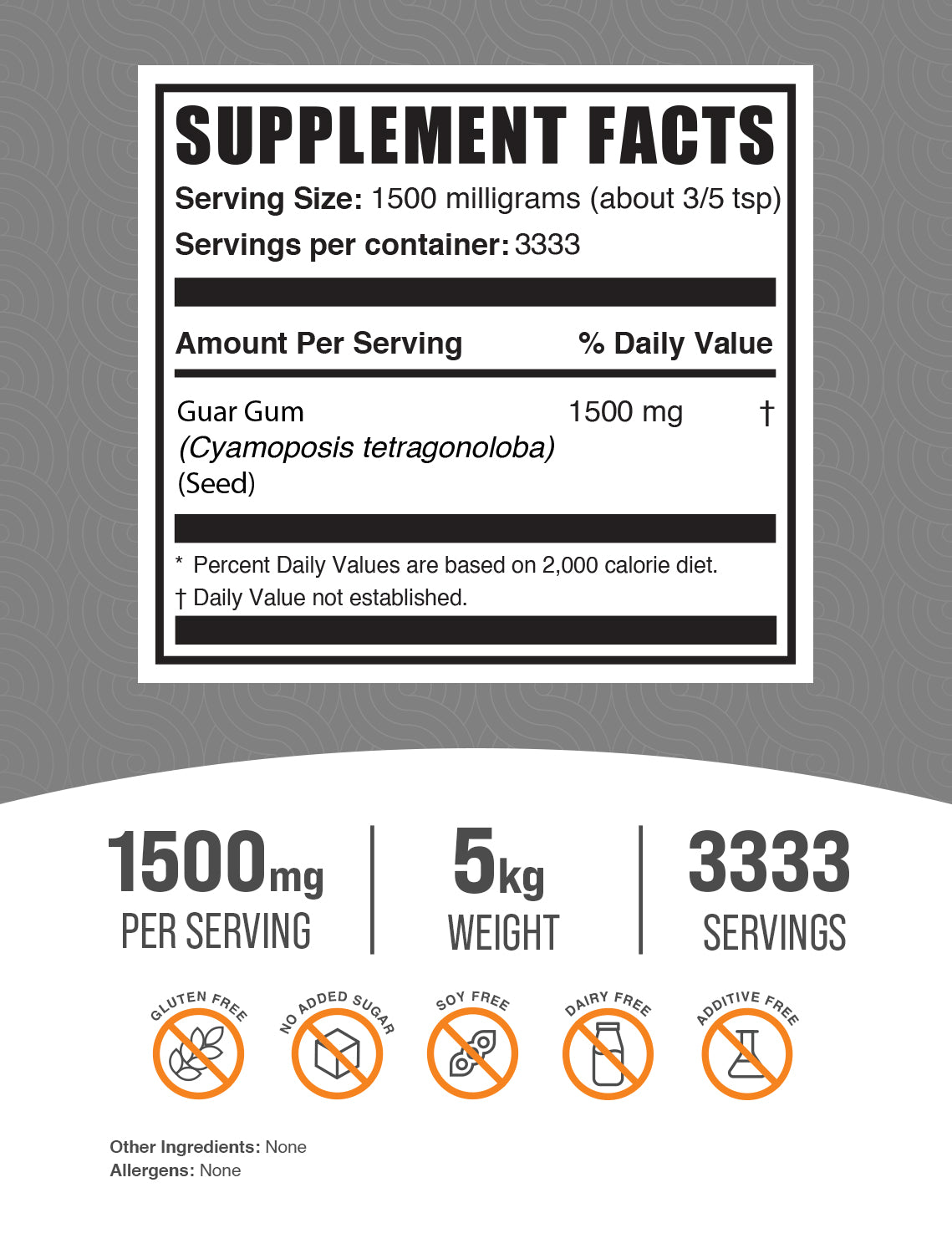Guar gum powder label 5kg