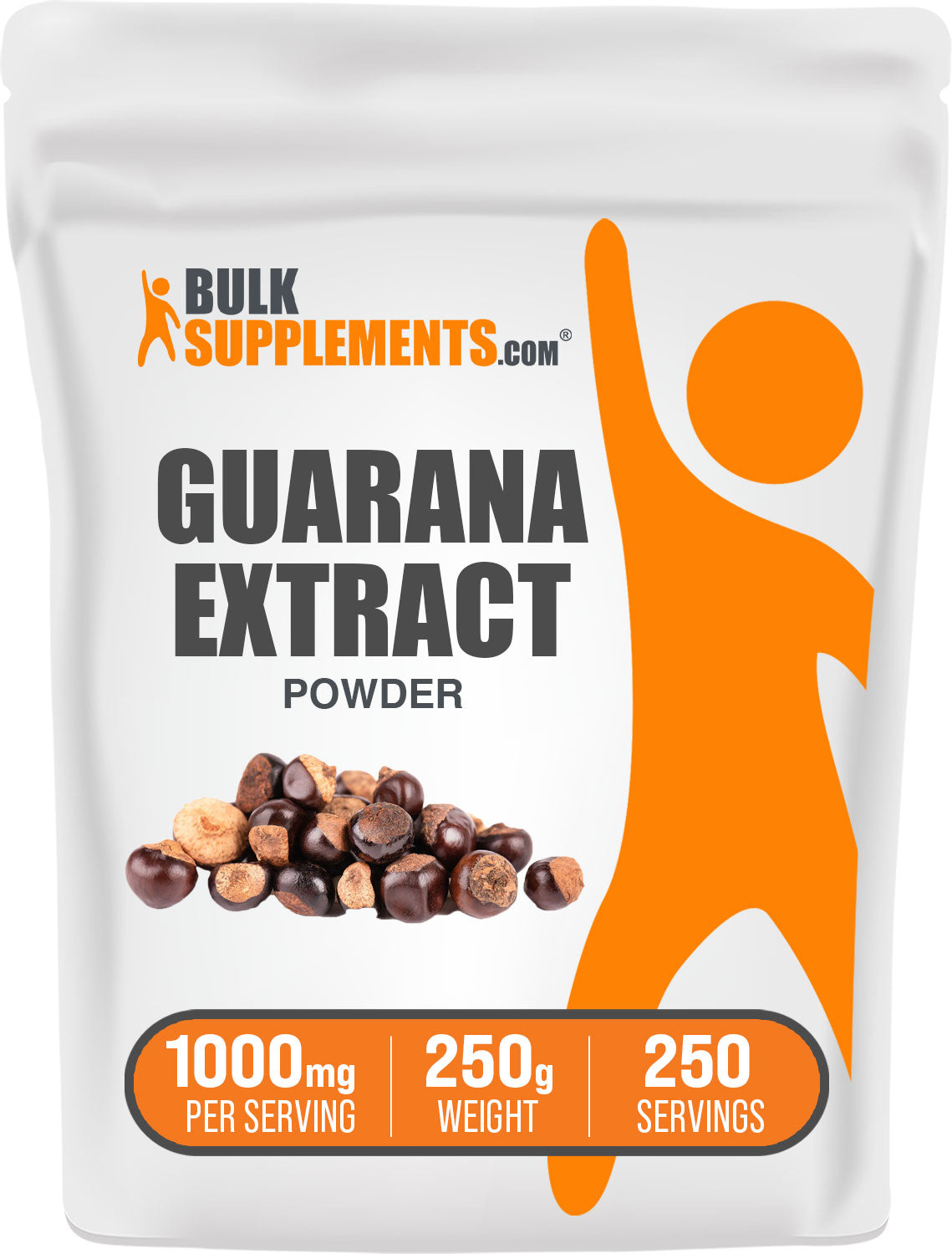 BulkSupplements.com Guarana Extract Powder 250g bag
