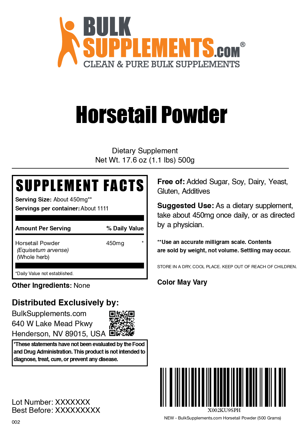 Horsetail Powder 500g Plain Label