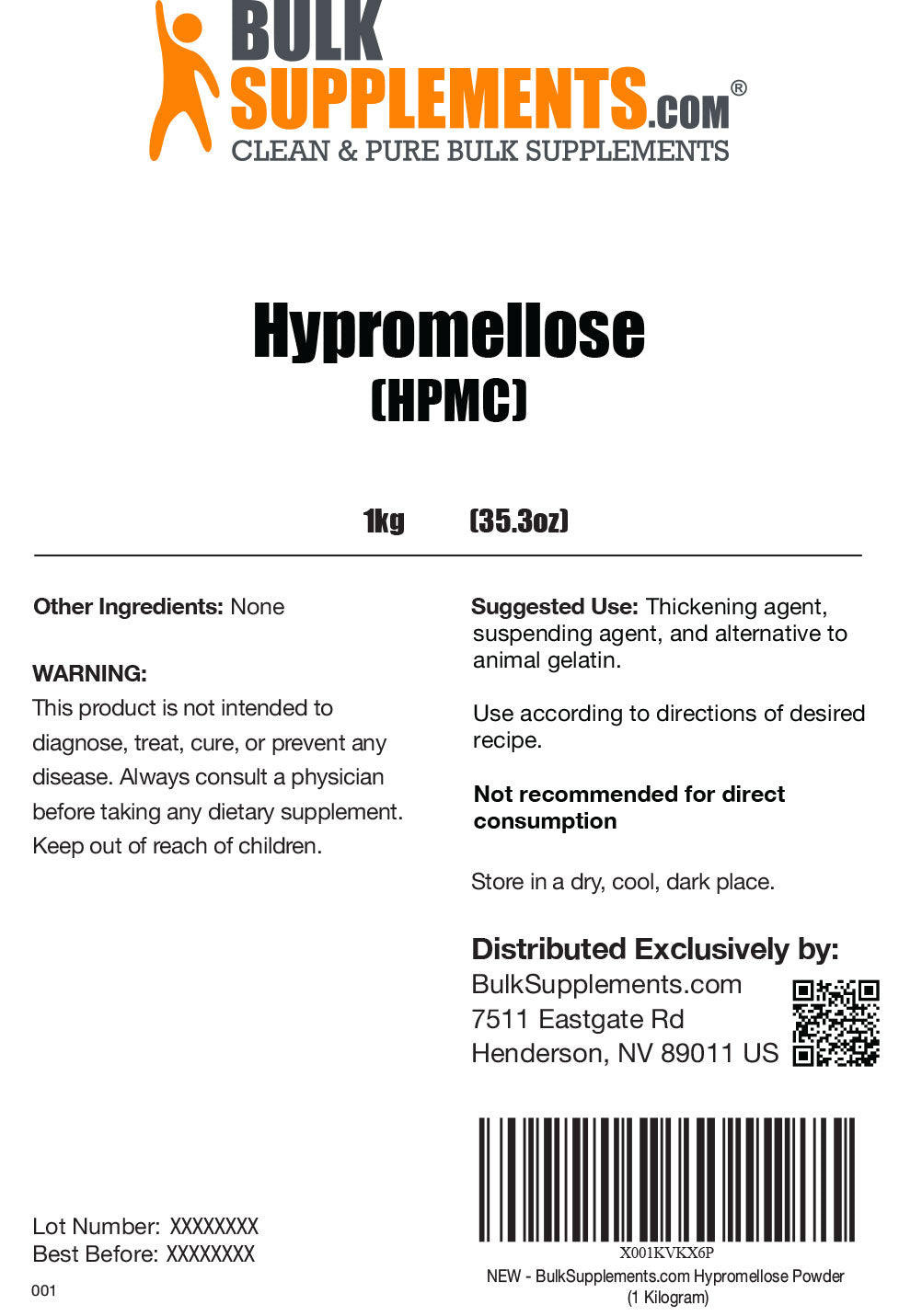 Suggested Use Hypromellose (HPMC)