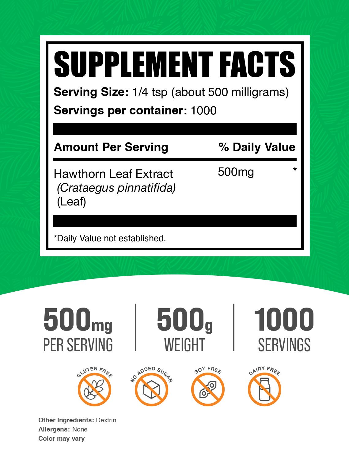 Hawthorn Leaf Extract Powder 500g Label 