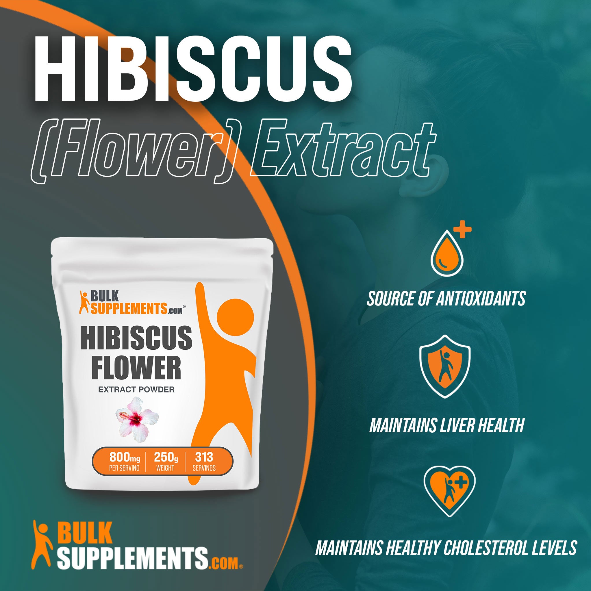 Benefits of Hibiscus Flower Extract; source of antioxidants, maintains liver health, maintains healthy cholesterol levels