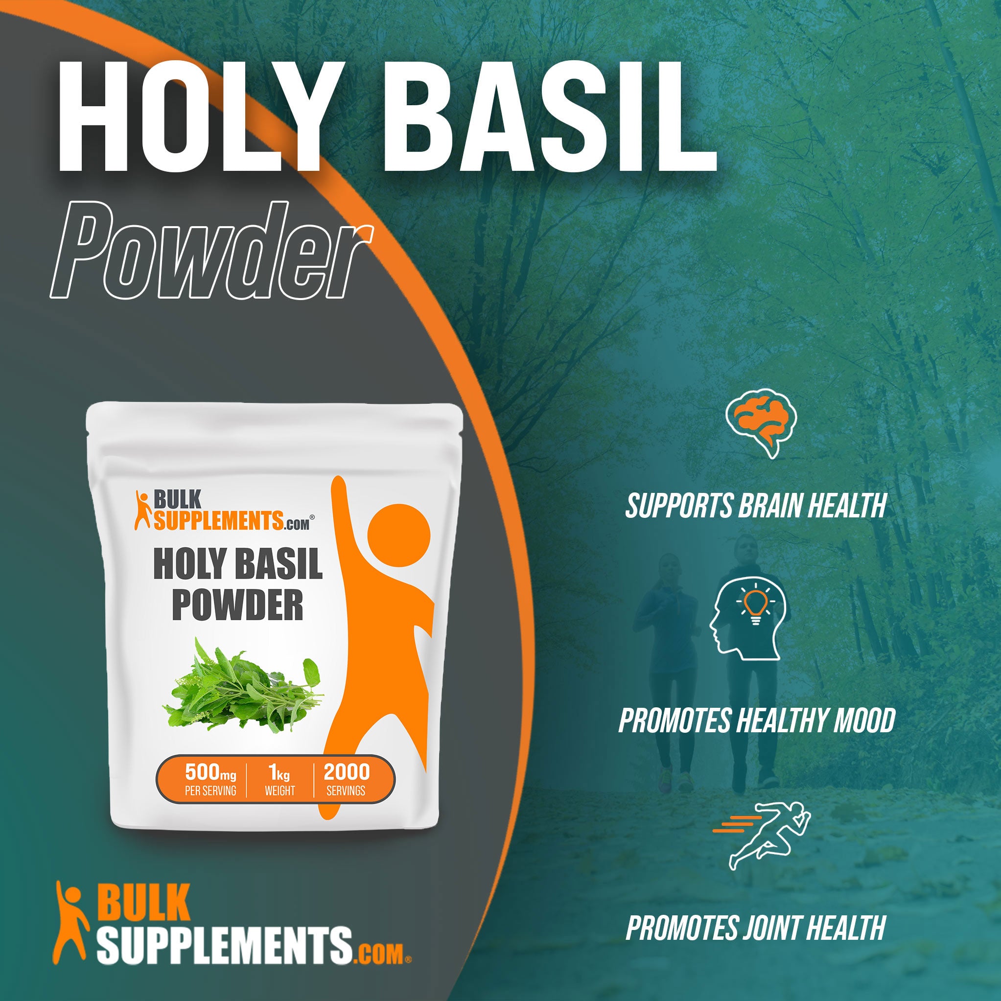 Benefits of Holy Basil Powder; supports brain health, promotes healthy mood, promotes joint health