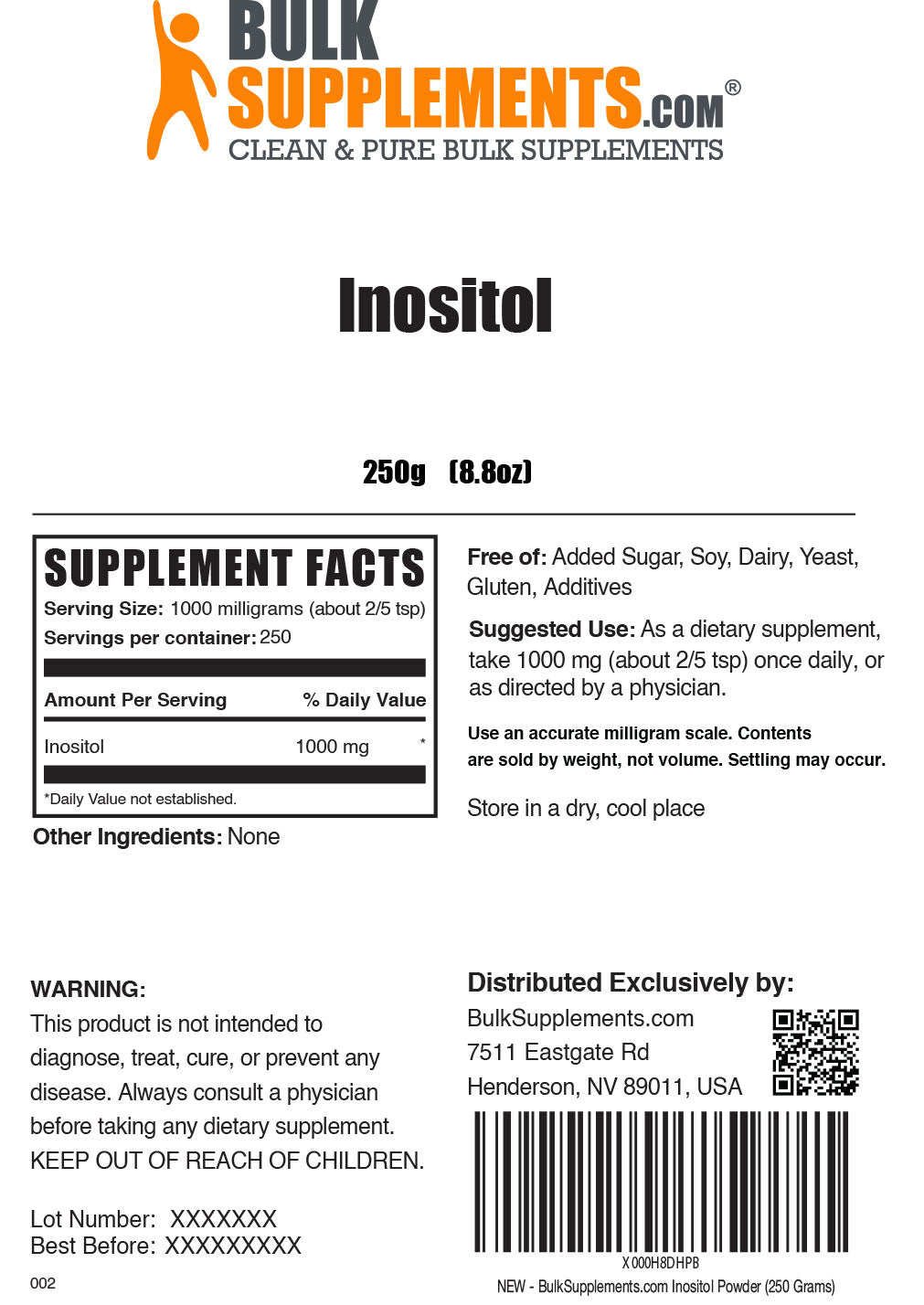 Inositol Powder Label 250g
